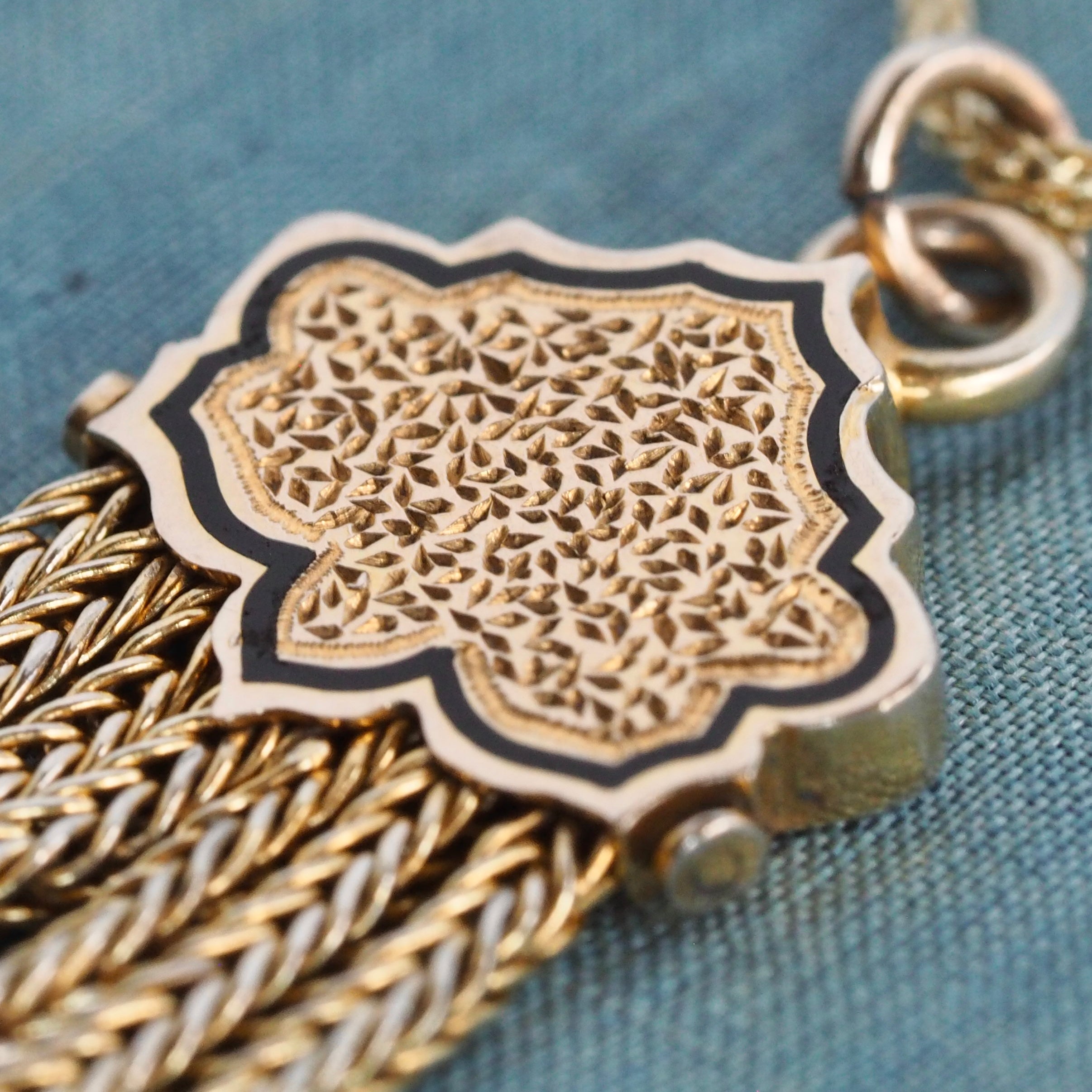 Antique Victorian 14k Gold Enamel Tassel Necklace
