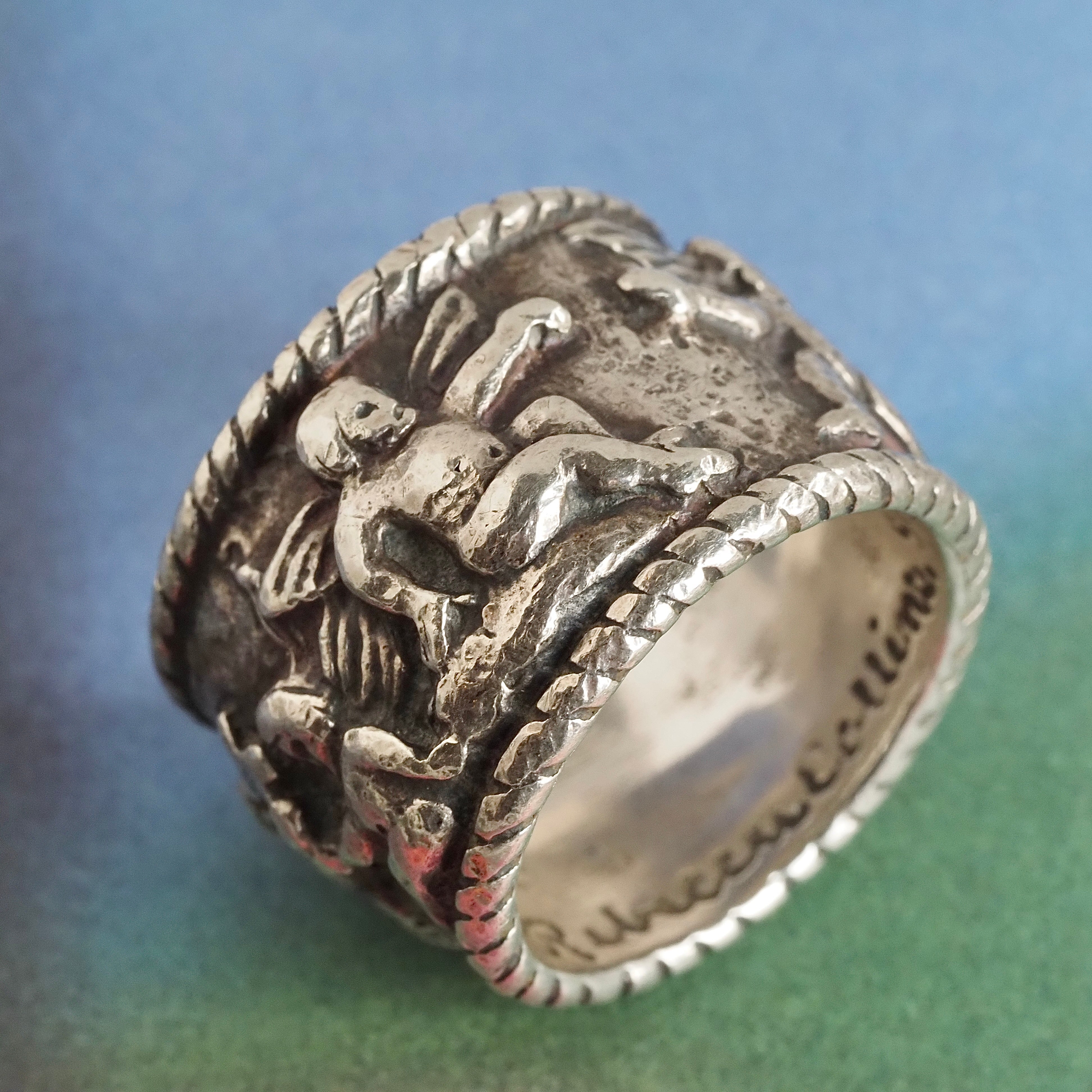 Vintage Sterling Silver Cherub Frieze Band