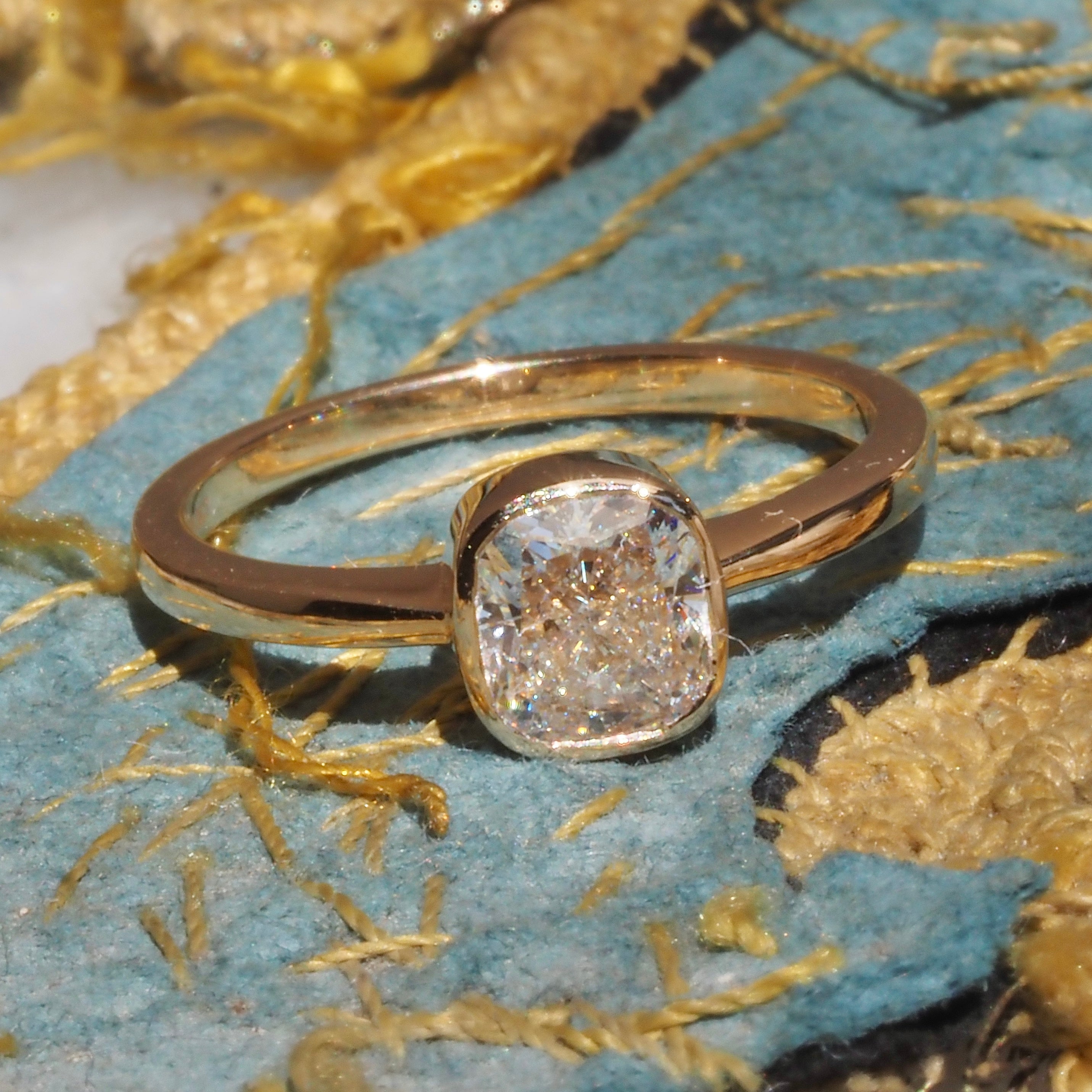 Cushion Modified Brilliant Cut 1.20ct Diamond 18k Gold Solitaire Engagement Ring