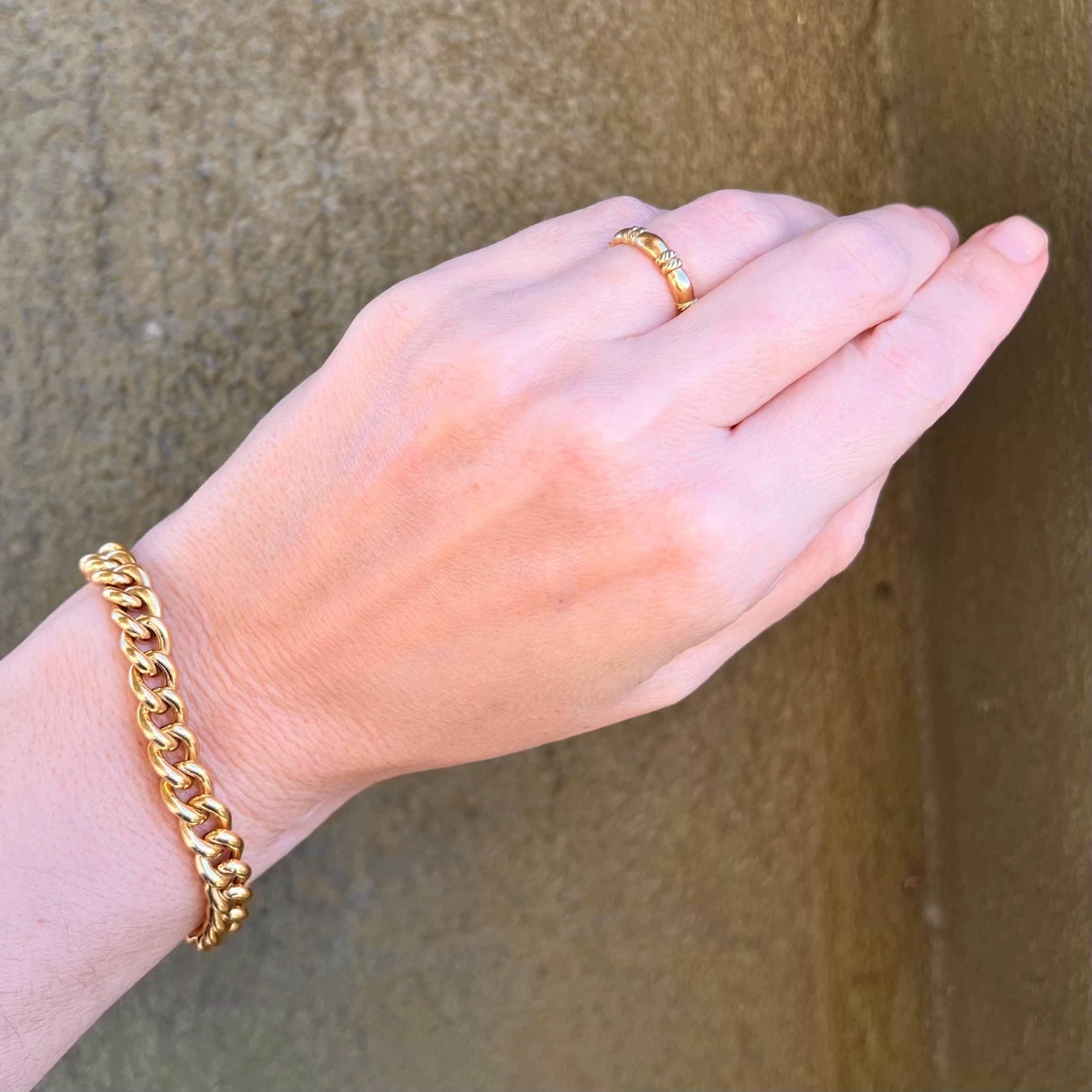Vintage Italian Puffy 14k Curb Chain Bracelet