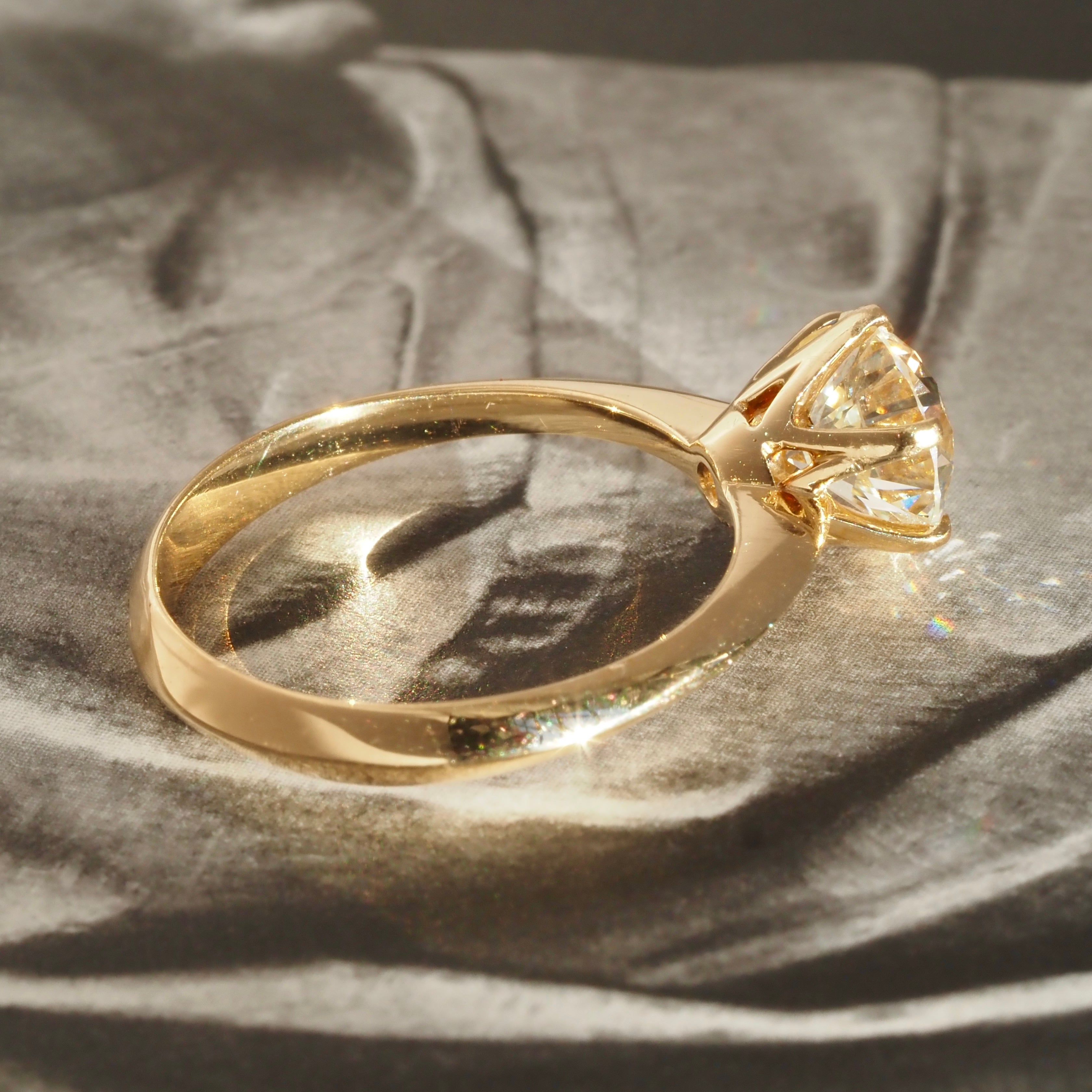 Vintage French 1.43ct Old European Cut Diamond 18k Gold Engagement Ring