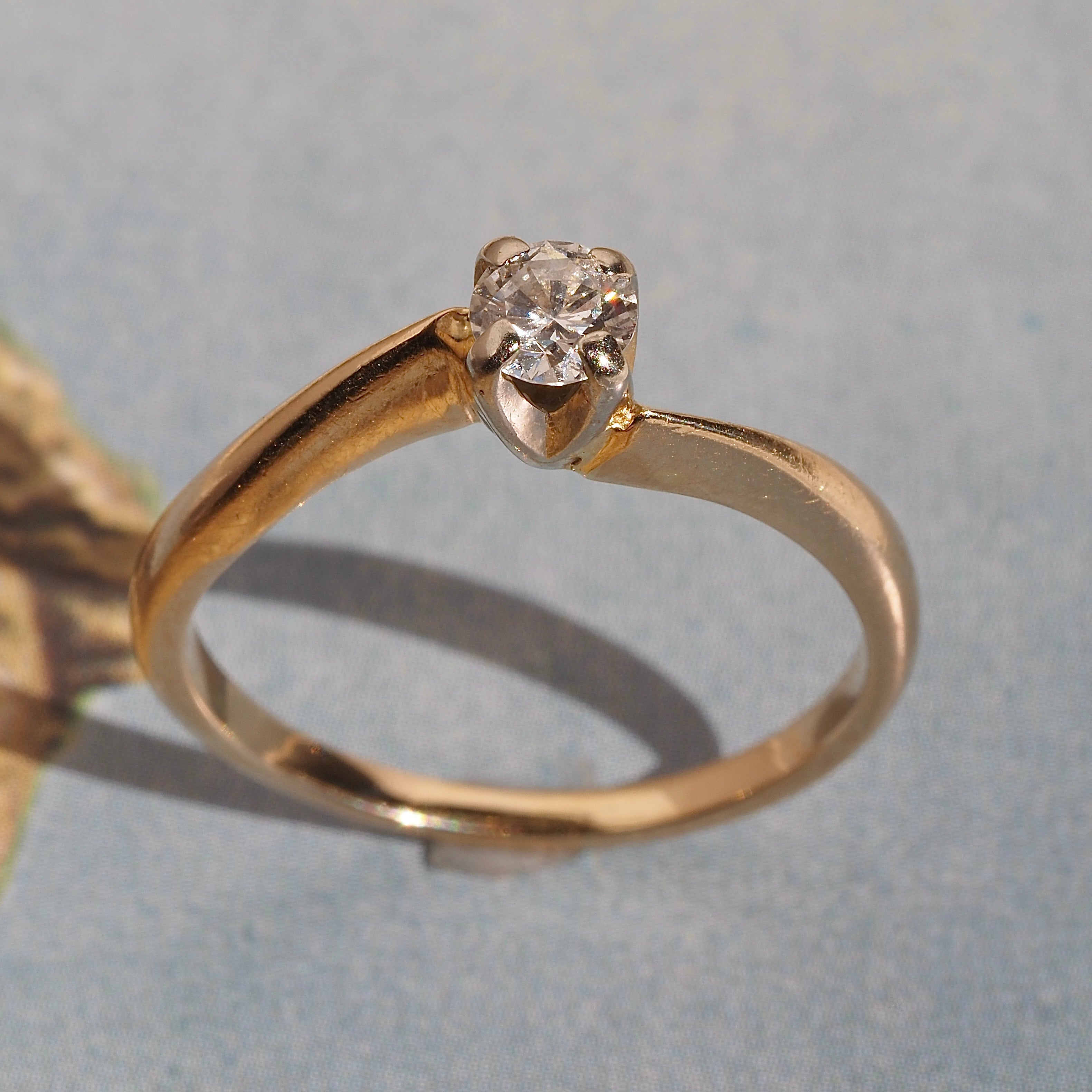 Antique Early Modern Brilliant Diamond 14k Gold Ring
