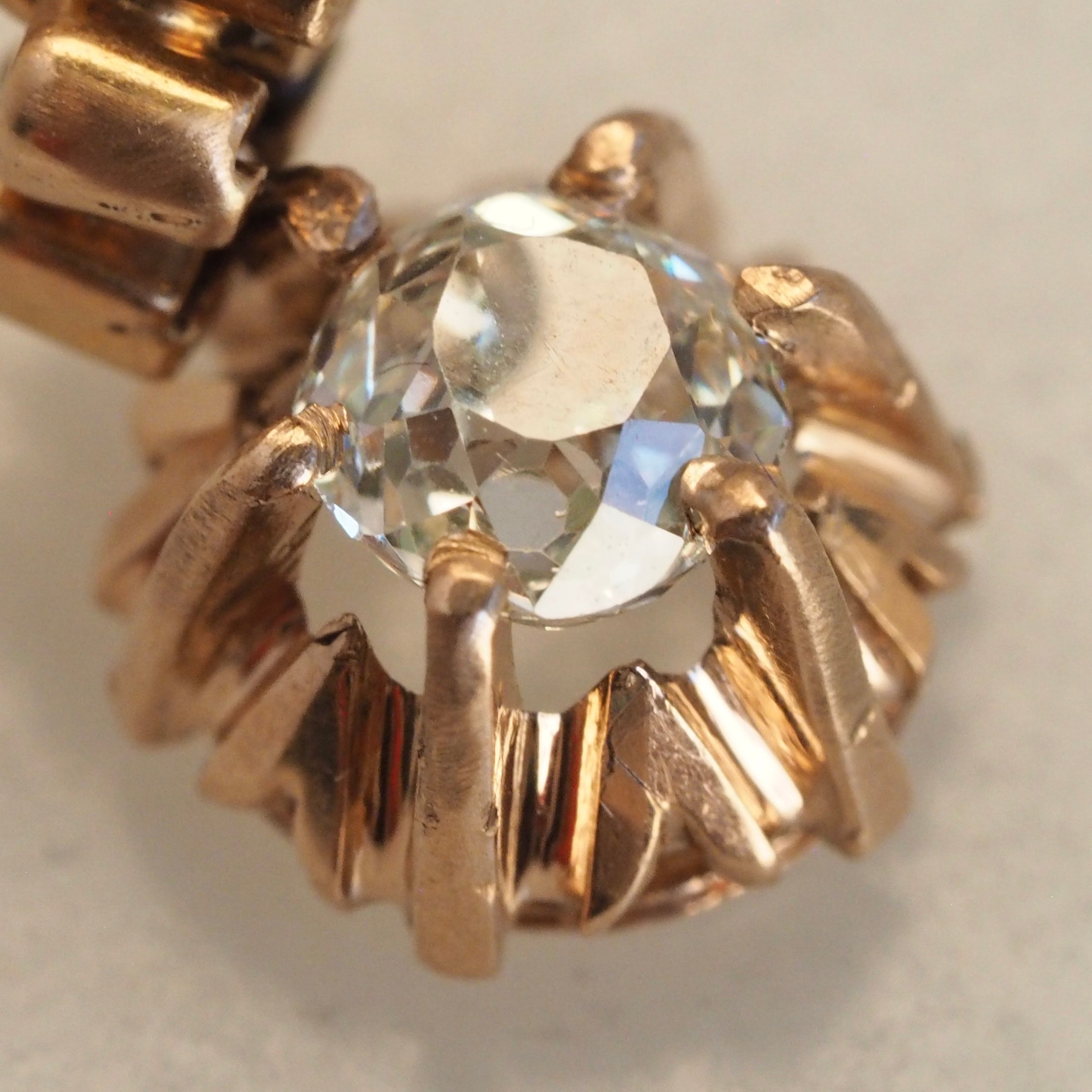 Antique Victorian 14k Gold Old Mine Cut Diamond Earrings