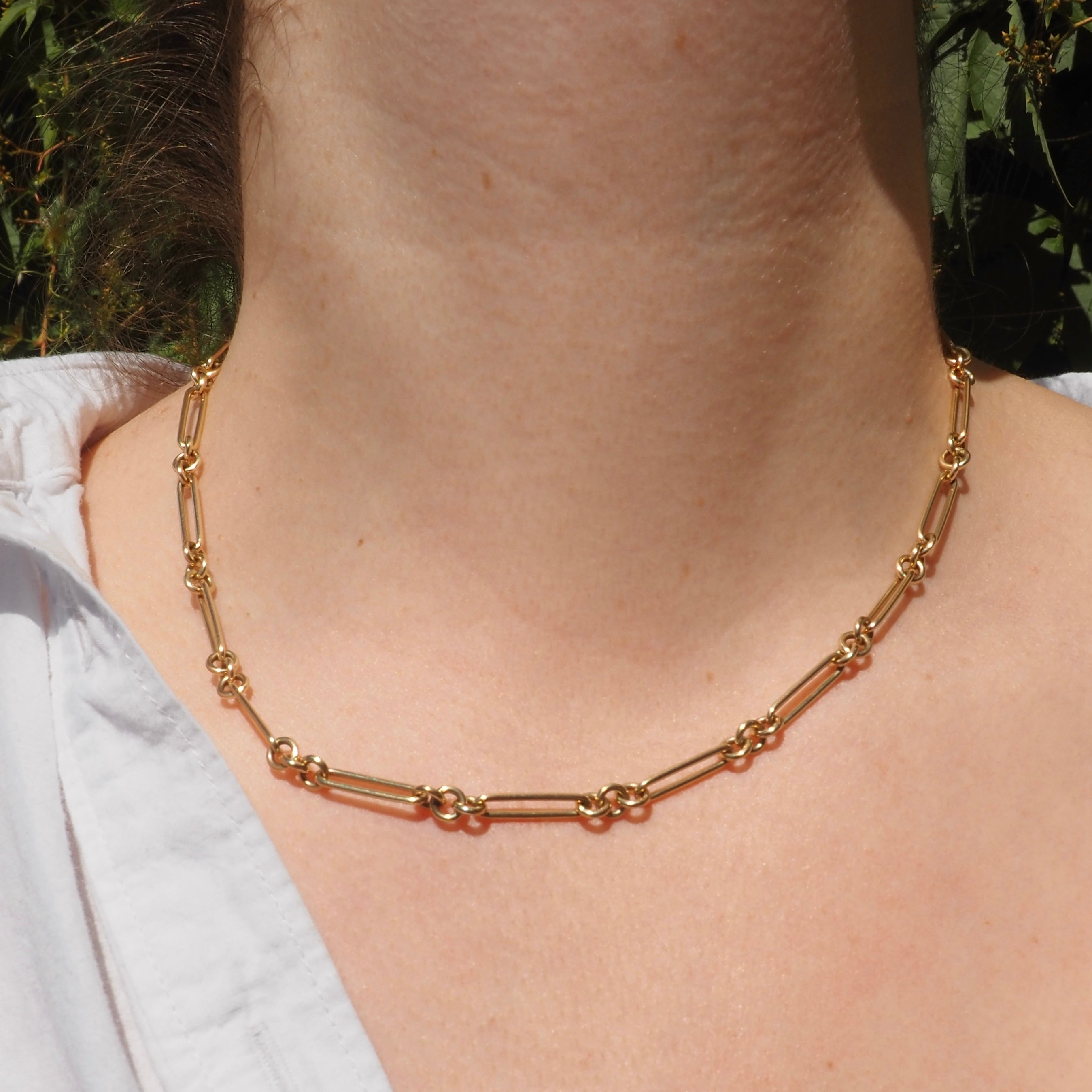 Italian Trombone Link 14k Gold Chain Necklace