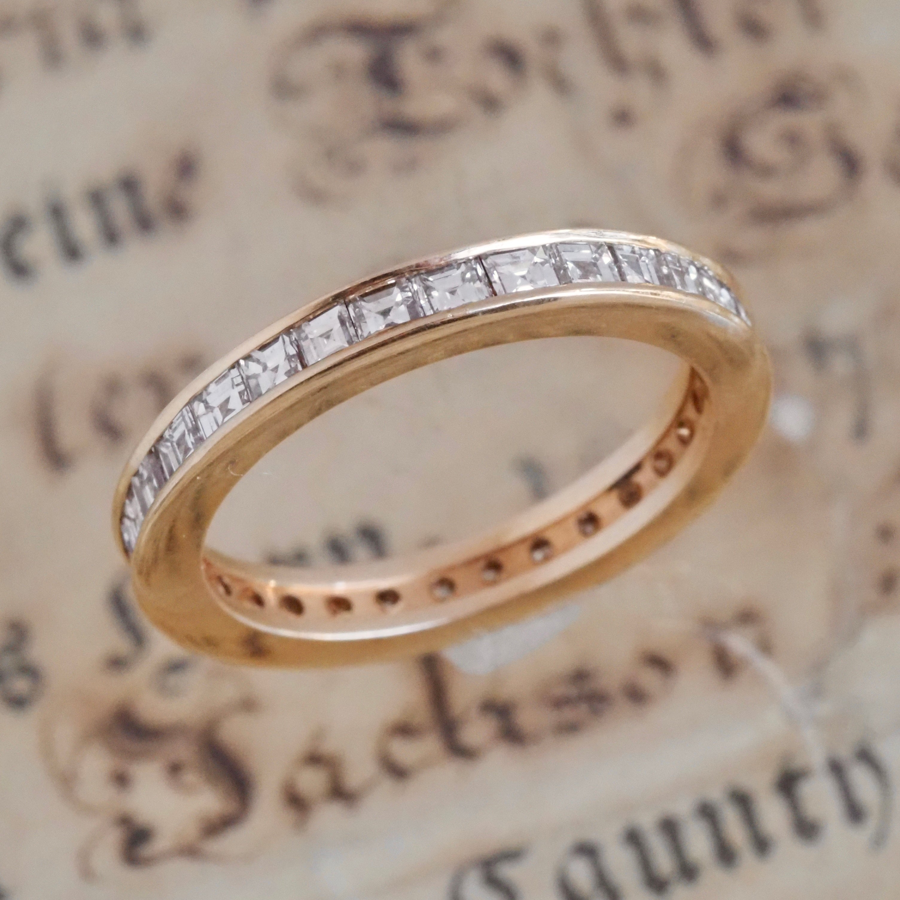 Step Cut Diamond Eternity 14k Gold Ring