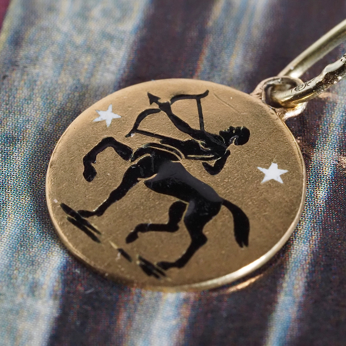 Vintage Italian Sagittarius Enamel and 18k Gold Charm