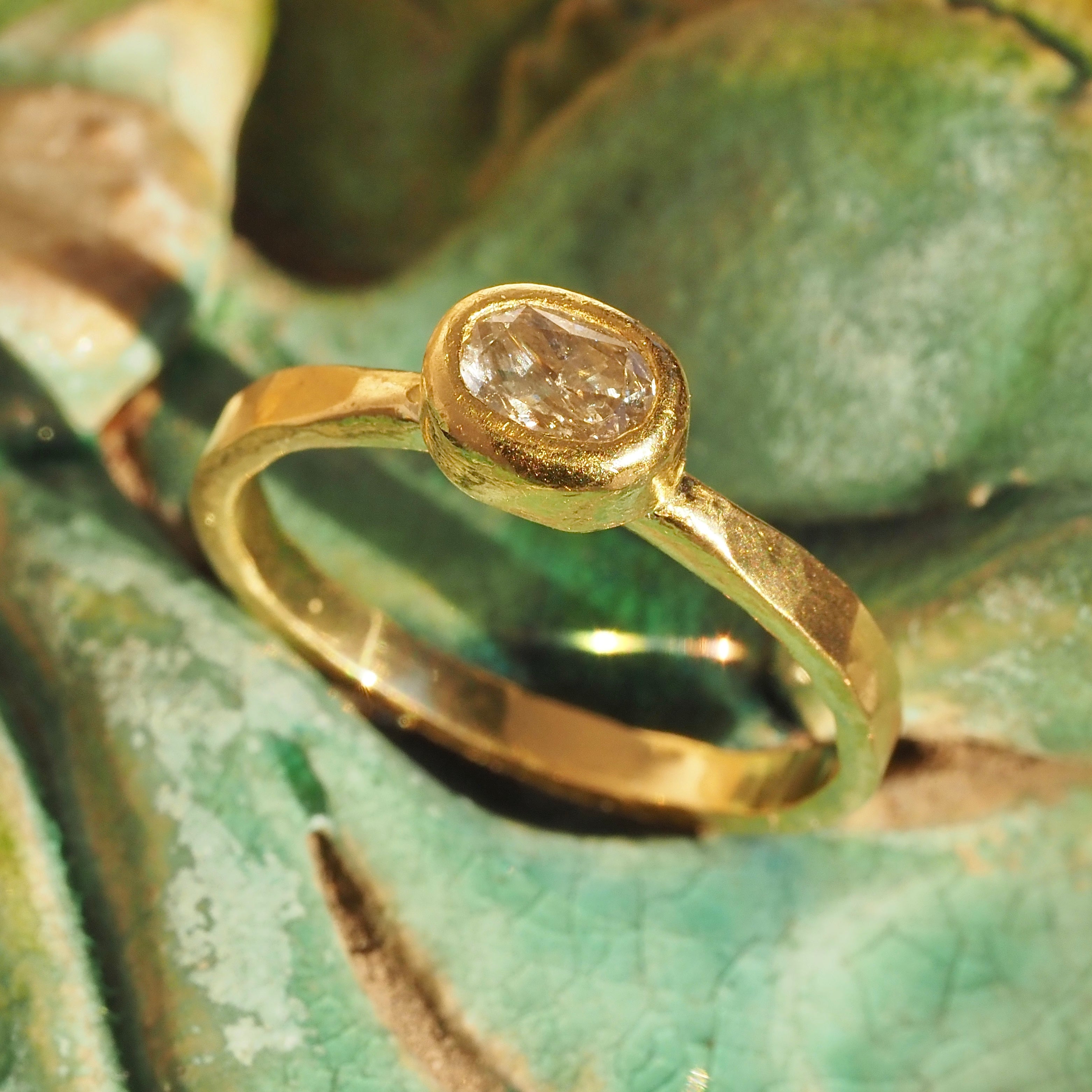 Textural 22k Gold and Grey Diamond Ring
