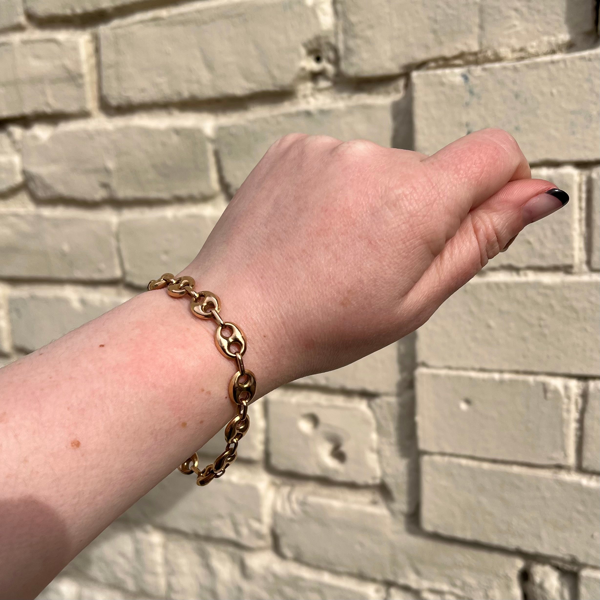 Vintage Puffy Mariner Link 14k Gold Bracelet