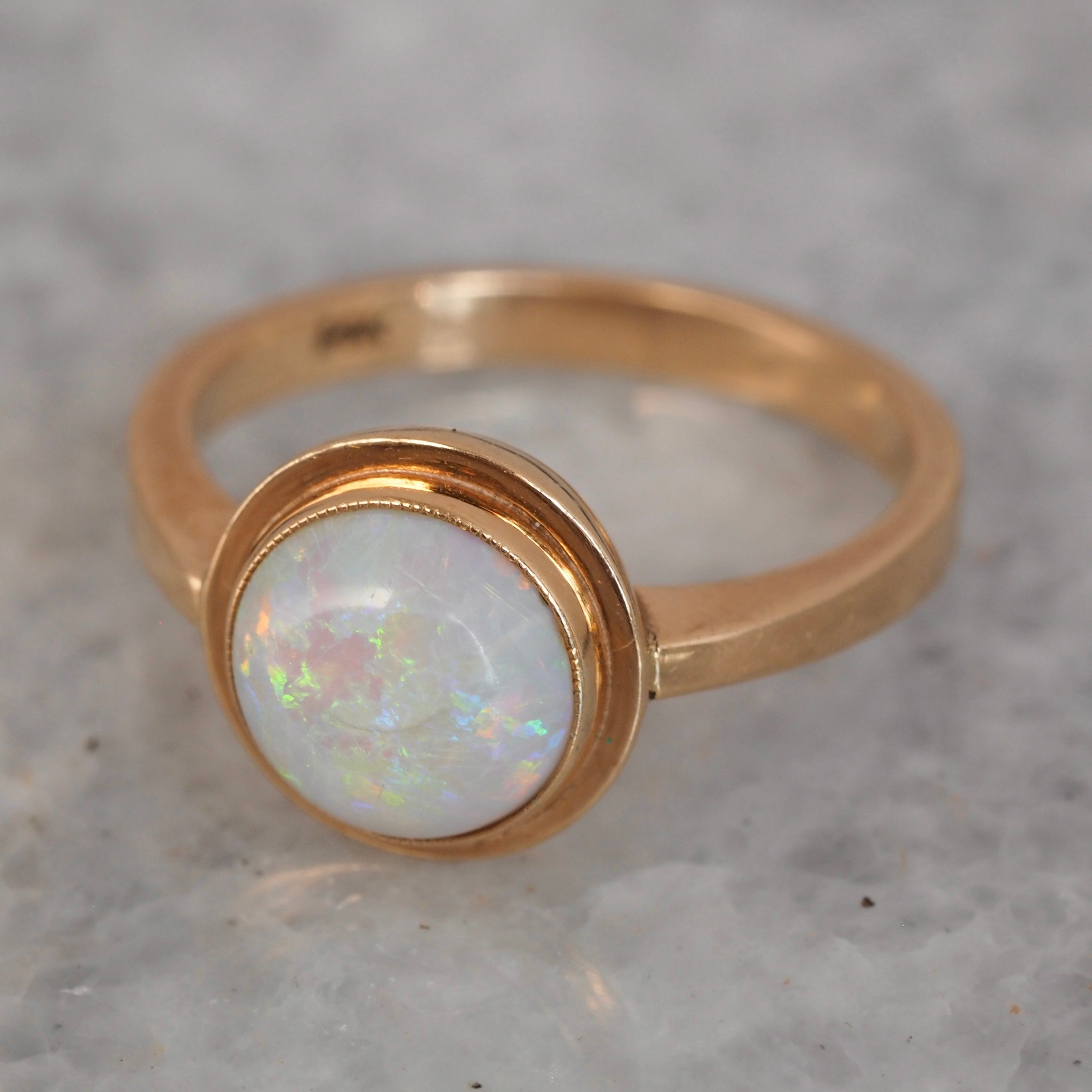 Mid Century Modern 14k Gold Opal Ring