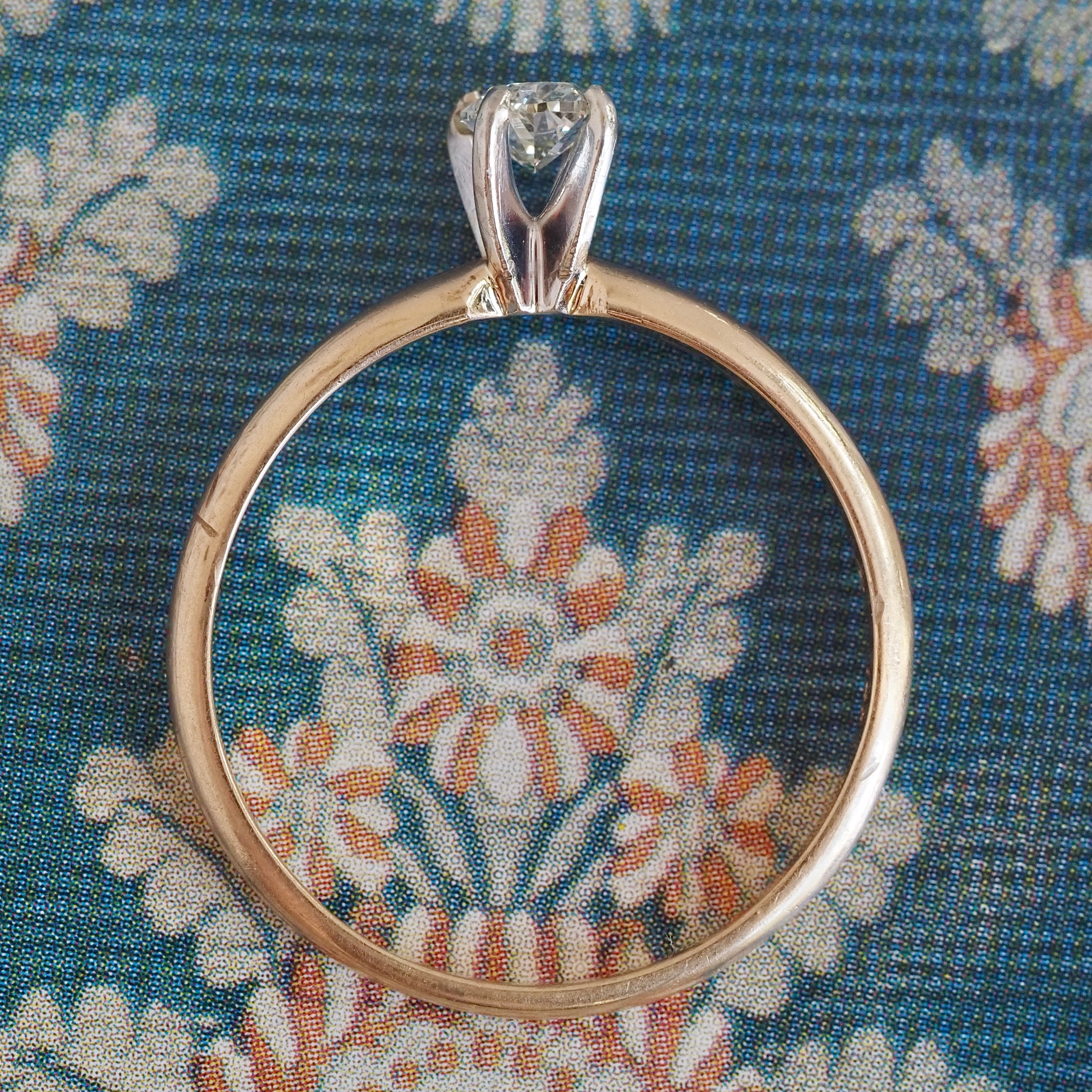Vintage 14k Gold Oval Brilliant Cut Diamond Solitaire Ring