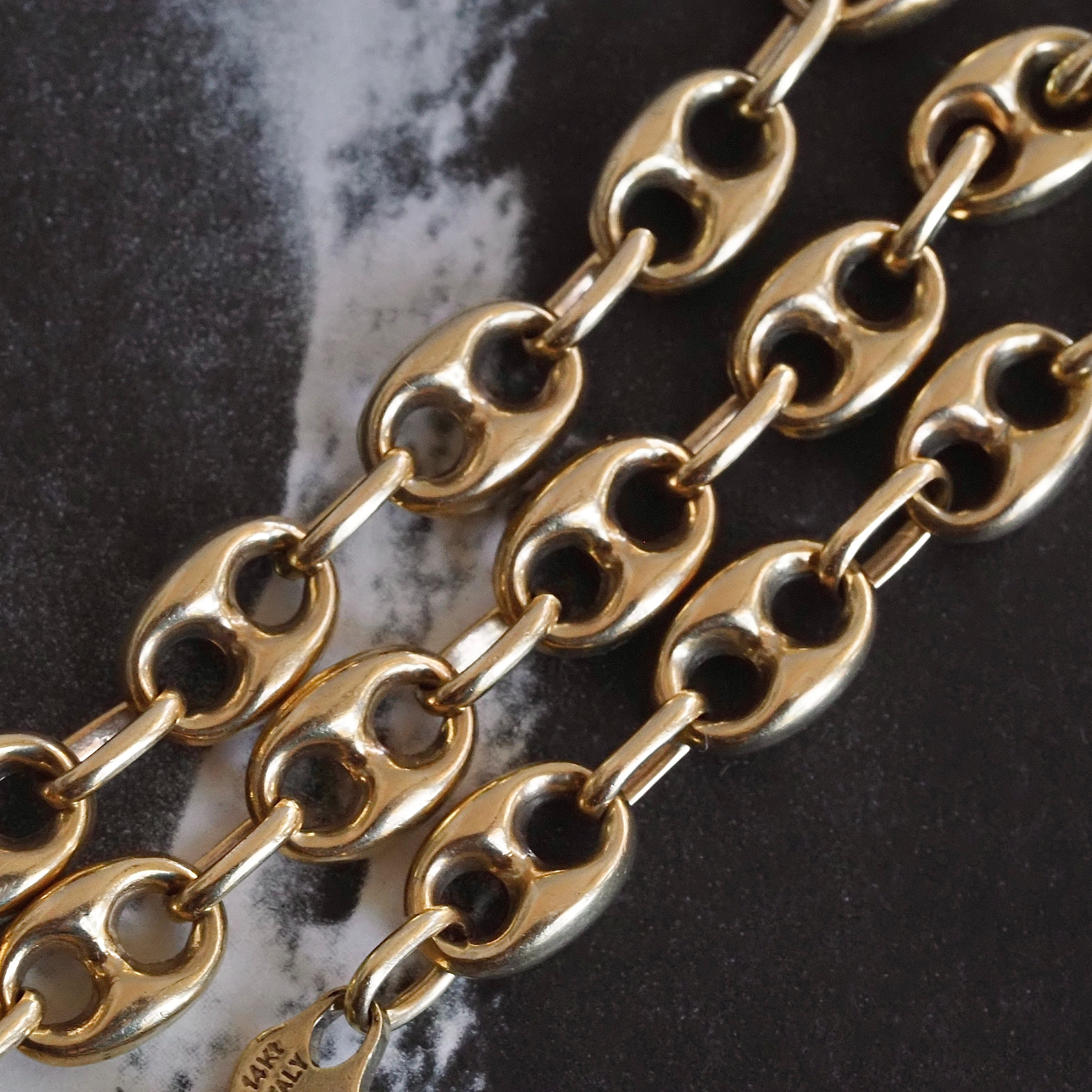 Vintage Italian 14k Gold Puffy Mariner Bracelet