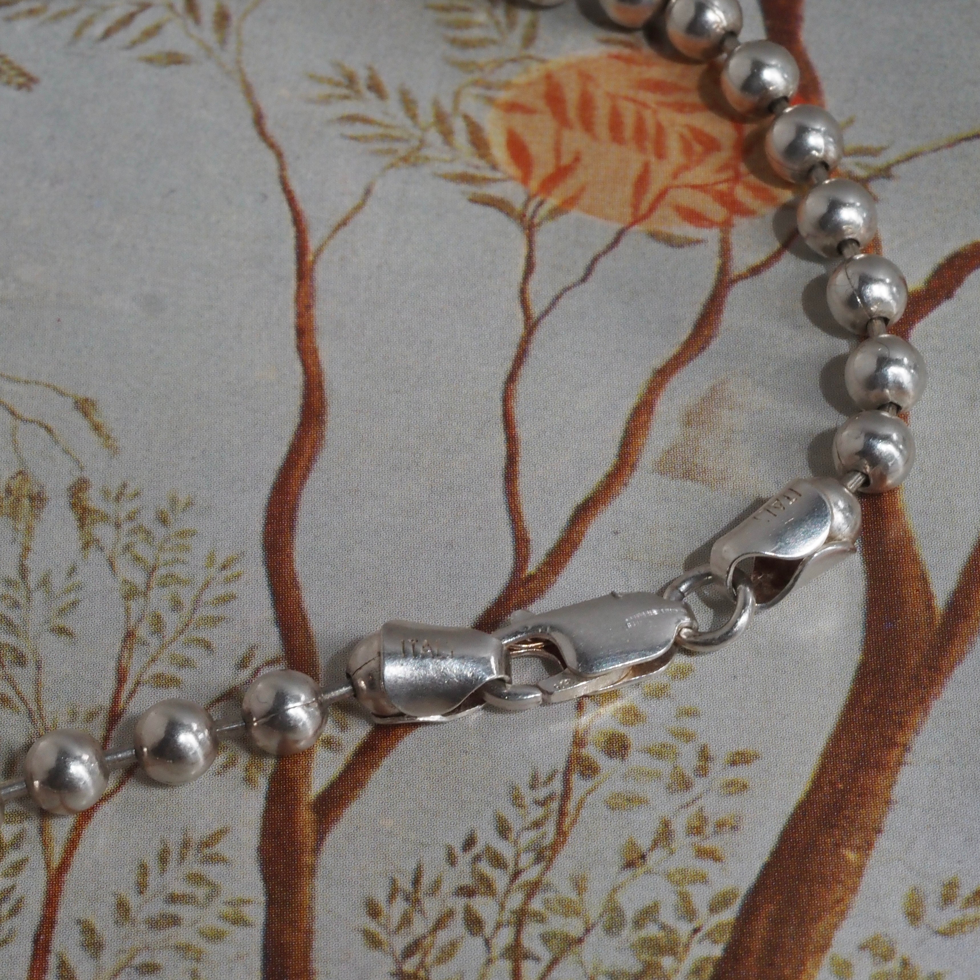Vintage Italian Sterling Silver Ball Chain Necklace