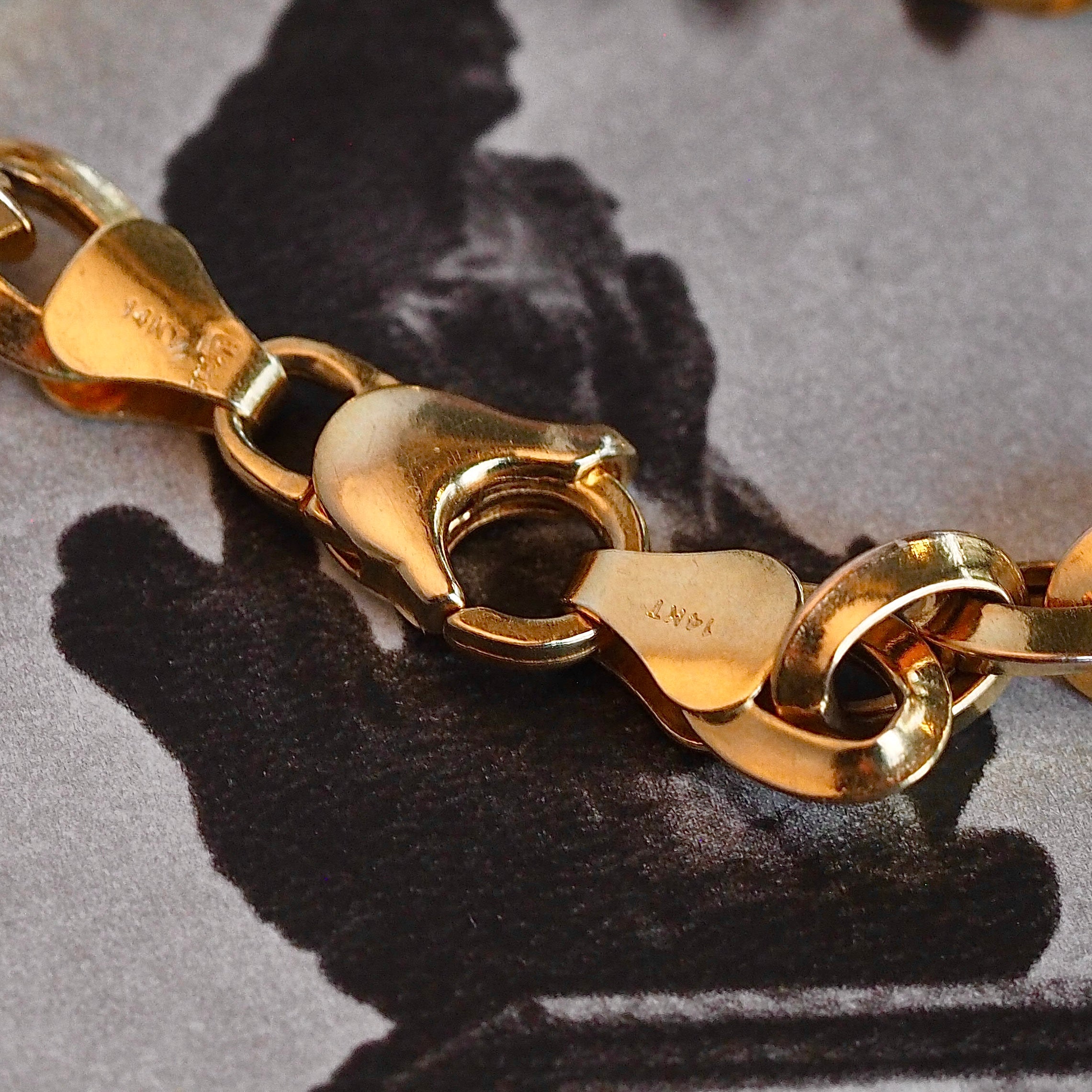 Vintage Italian 14k Gold Knife Edge Oval Link Chain Bracelet