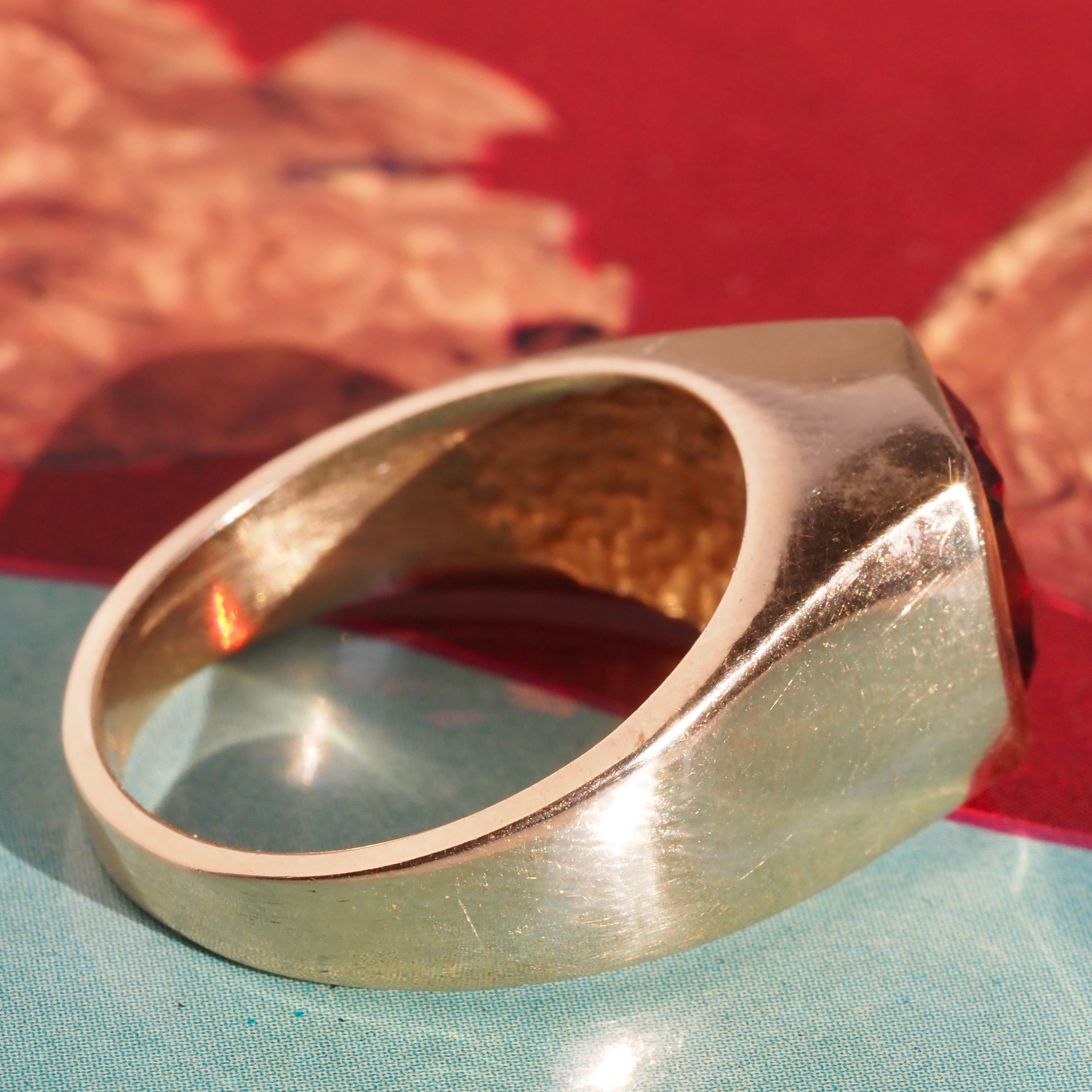 Vintage Garnet 14k Gold Signet Ring