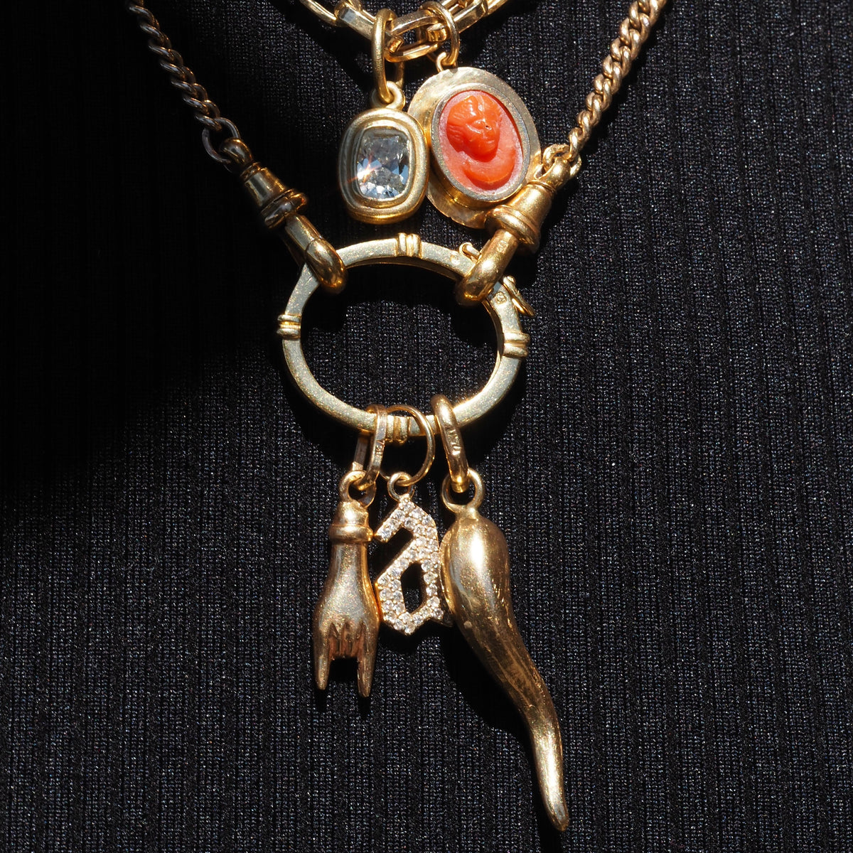 Vintage Portuguese 19k Gold Hinged Charm Holder