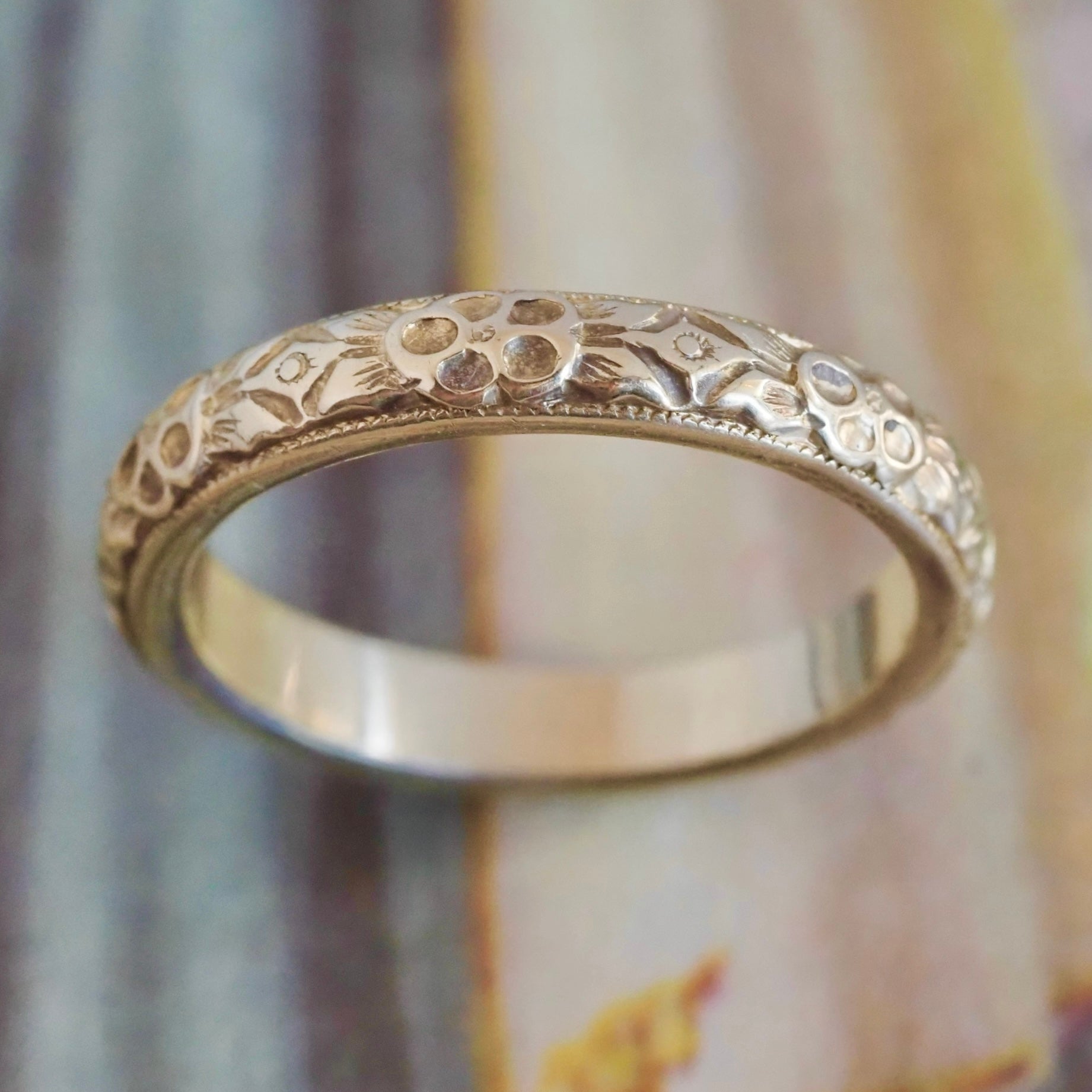 Antique 18k Green Gold Orange Blossom Band