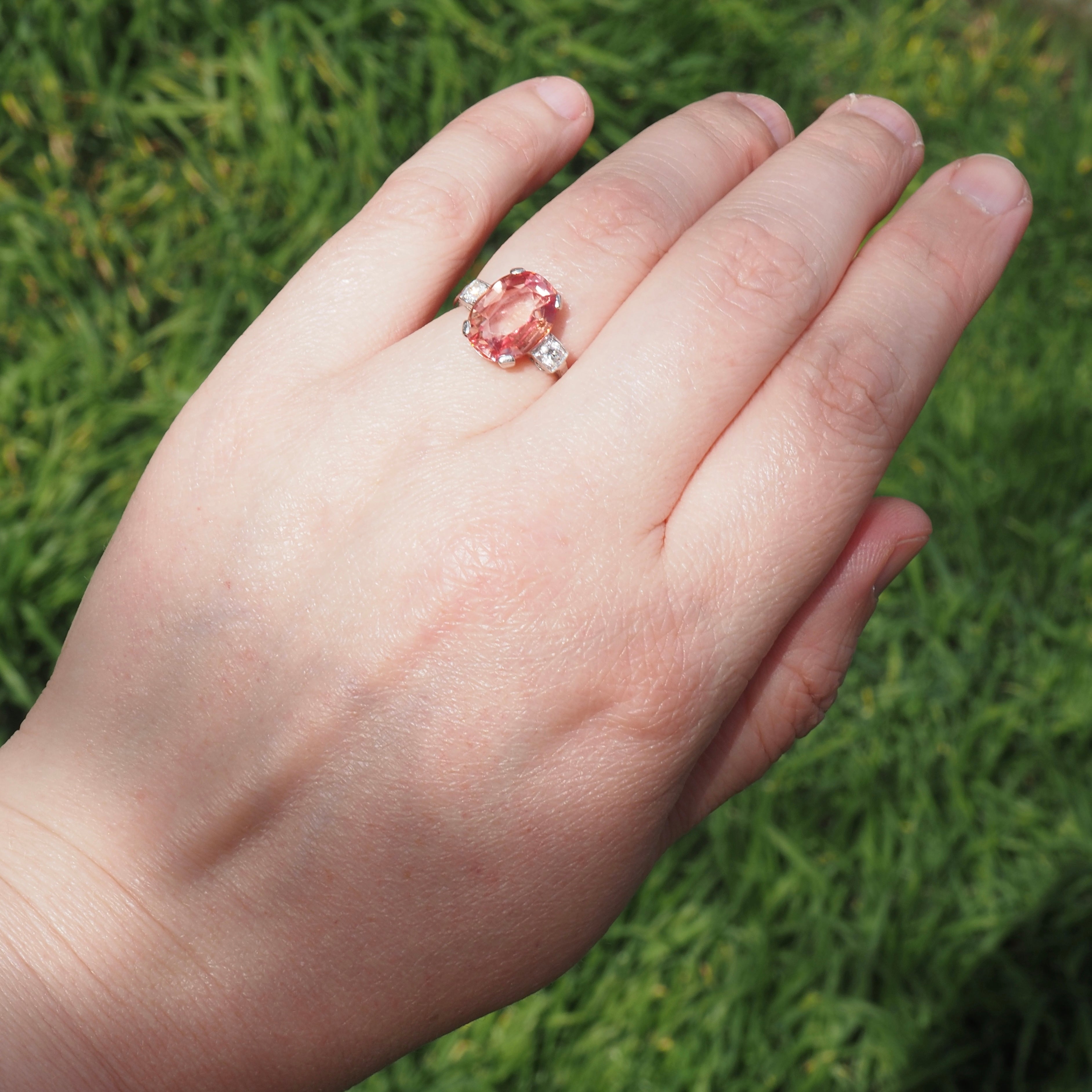 Art Deco Platinum Sapphire and Old European Cut Diamond Ring