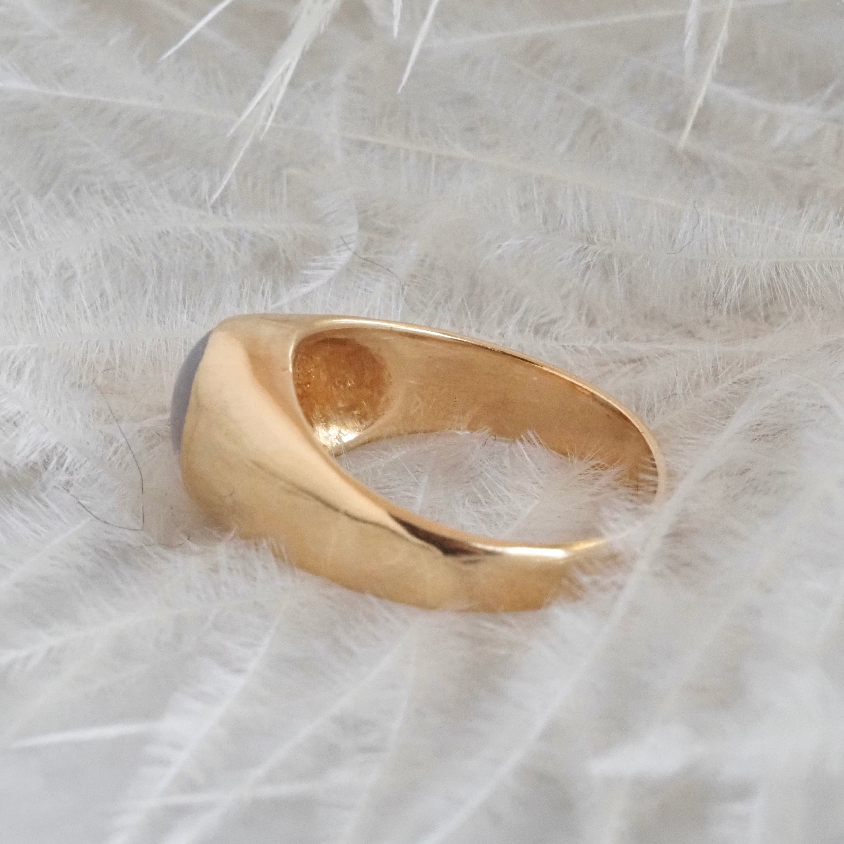 Vintage Natural Star Sapphire 14k Gold Flush Set Signet Ring
