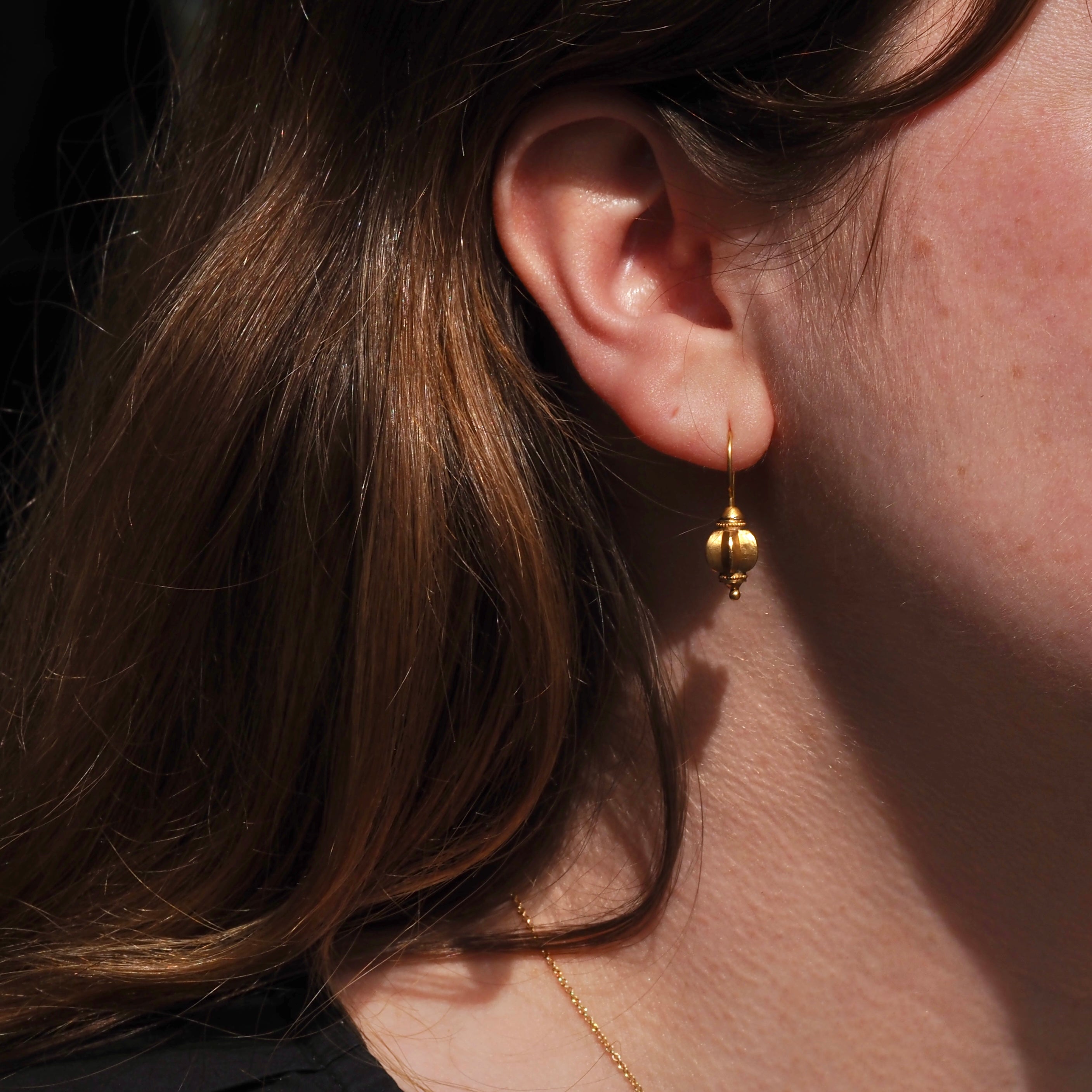 Vintage Indian 22k Gold Starfruit Earrings