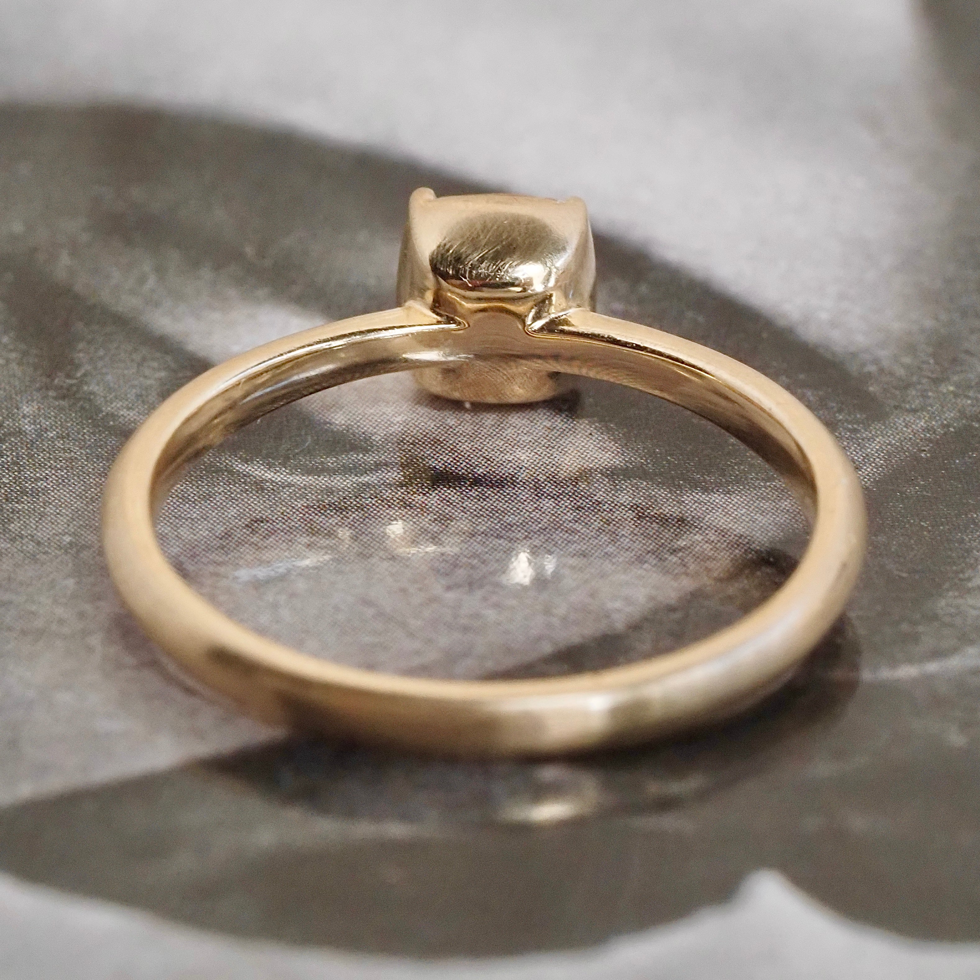 Yellow Cushion Brilliant Cut Diamond 14k Gold Knife Edge Set Solitaire Engagement Ring