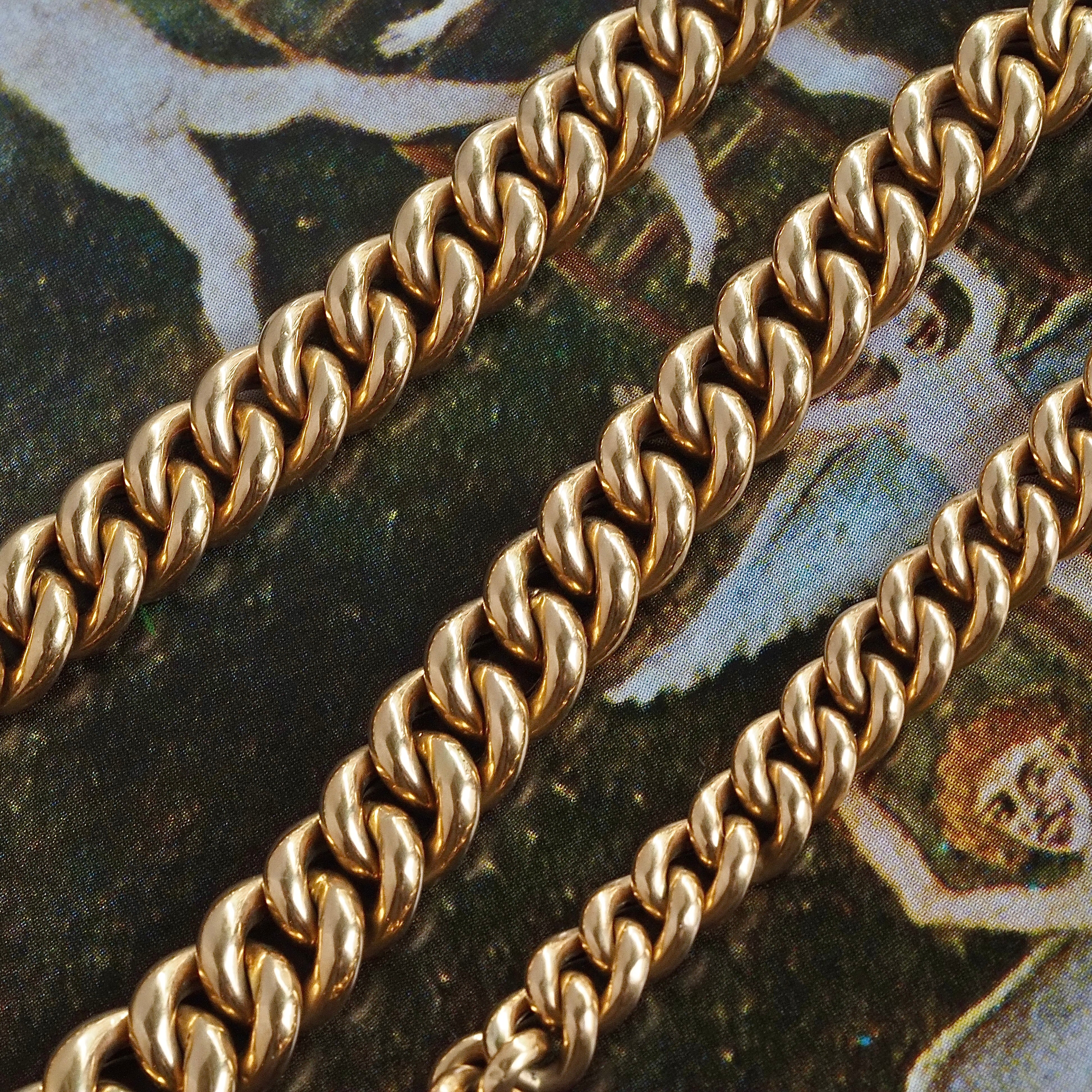 Vintage Spanish 18k Gold Reversible Graduated Curb Chain Necklace