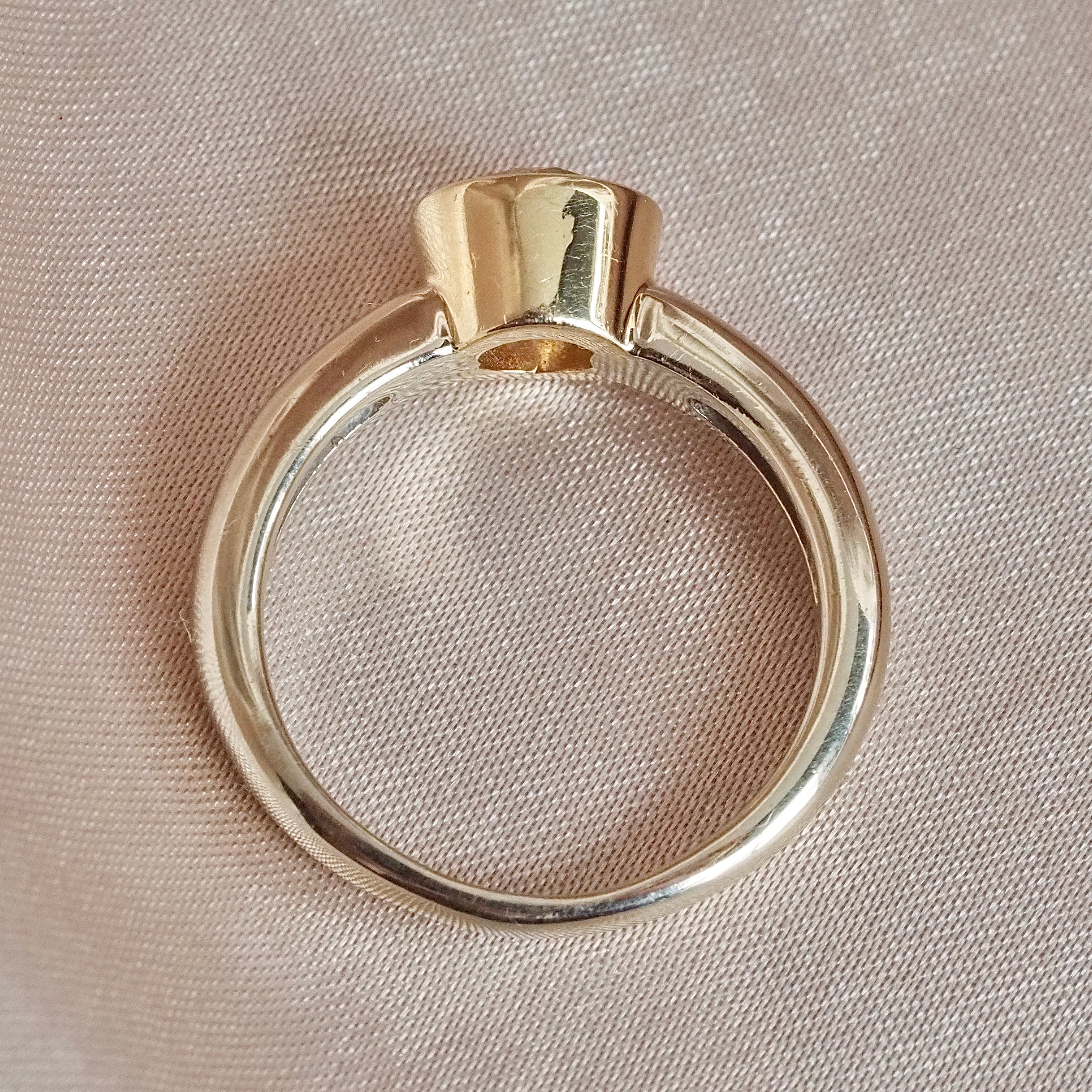 Vintage 14k White & Yellow Gold Bezel Set Old European Cut Diamond Ring