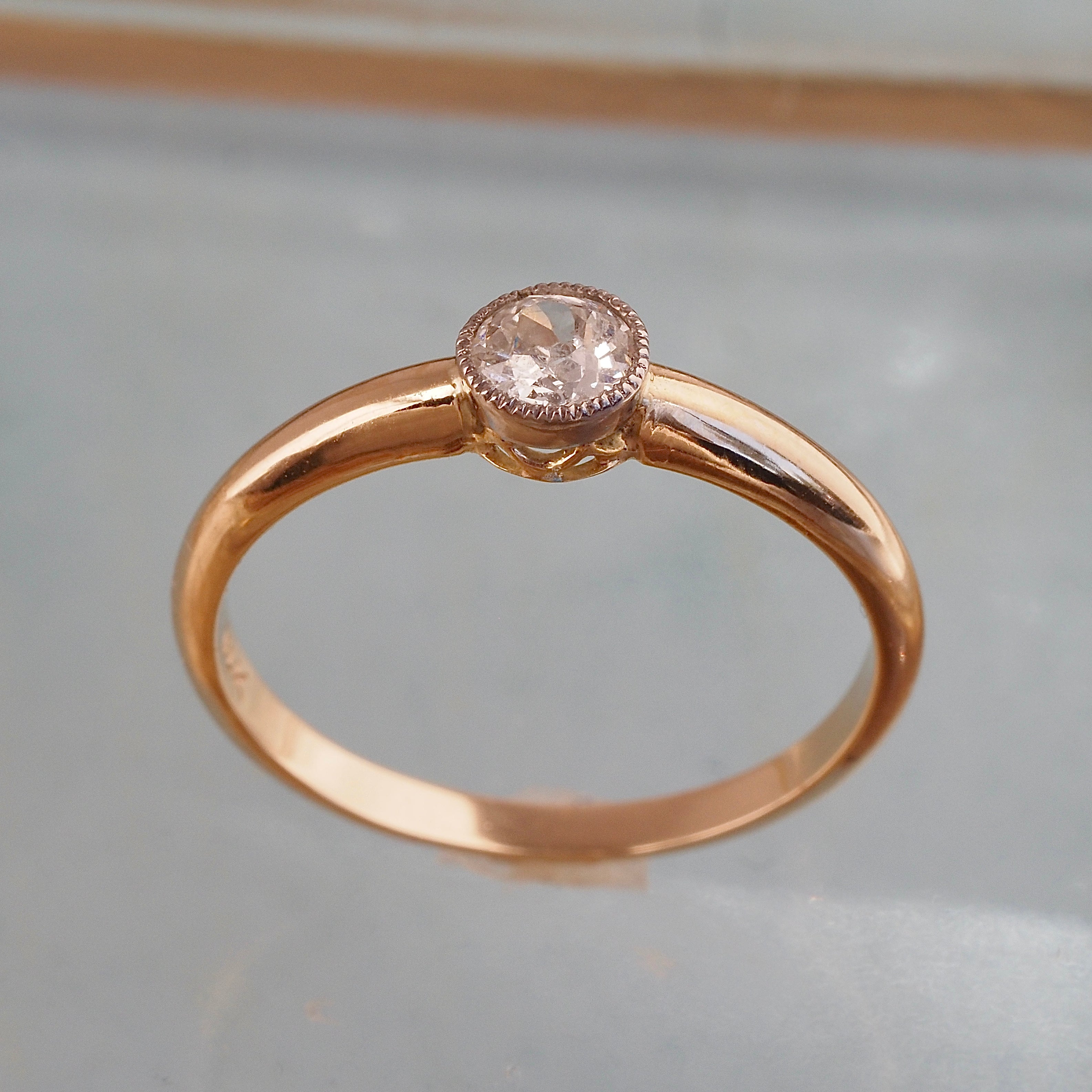 Vintage Old European Diamond 14k Gold Platinum Ring