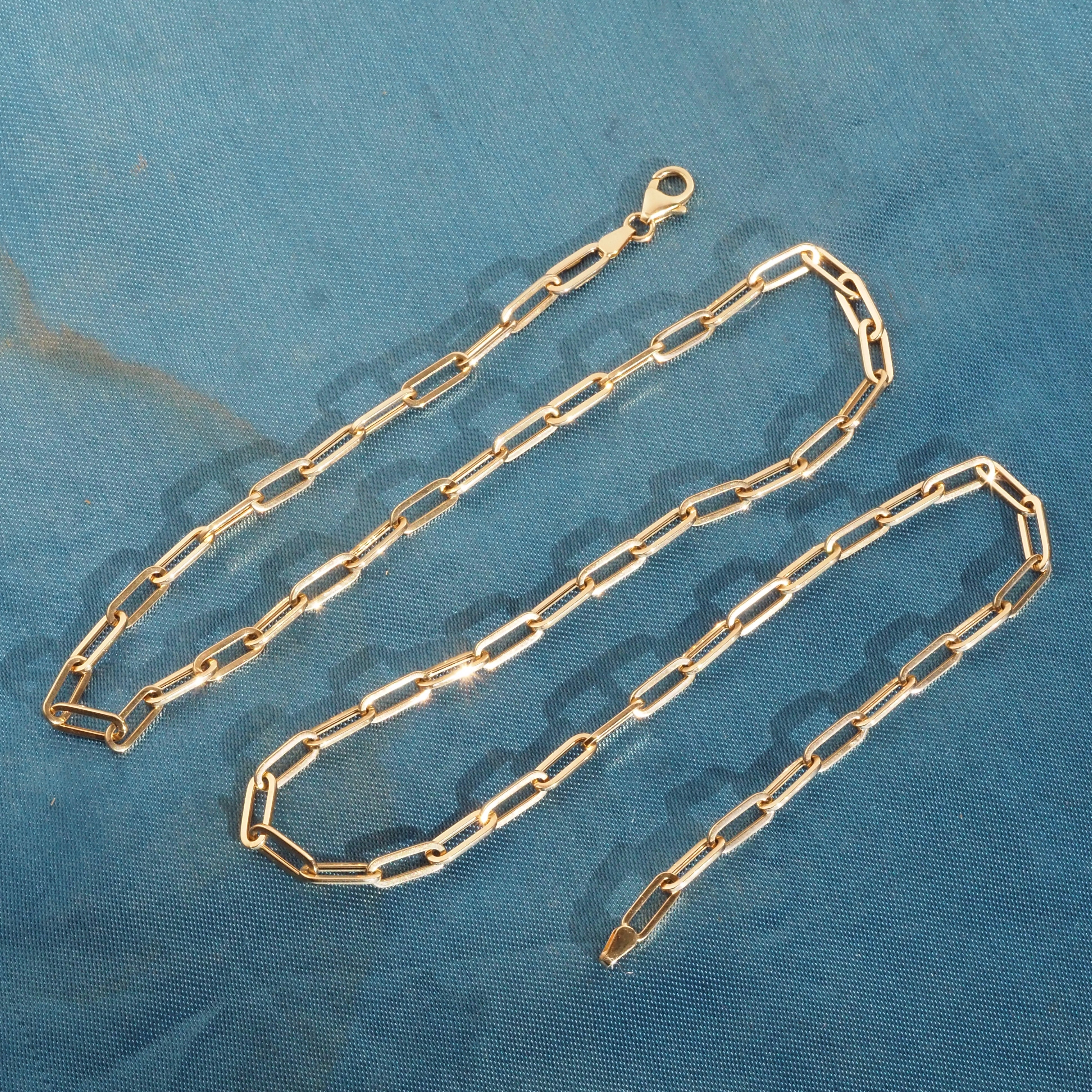 Italian 24” 14k Gold Paperclip Chain Necklace