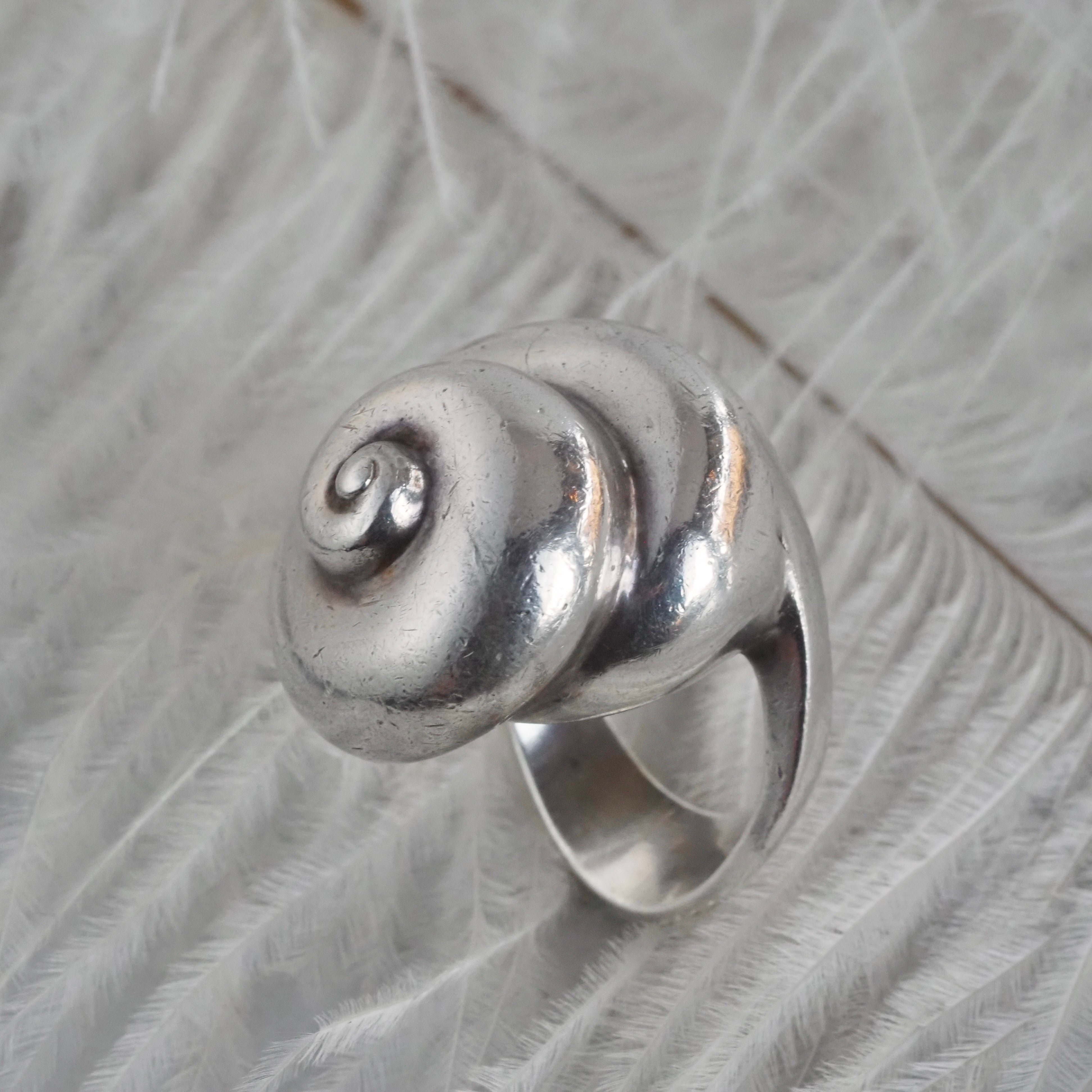 Vintage Sterling Silver Snail Shell Ring