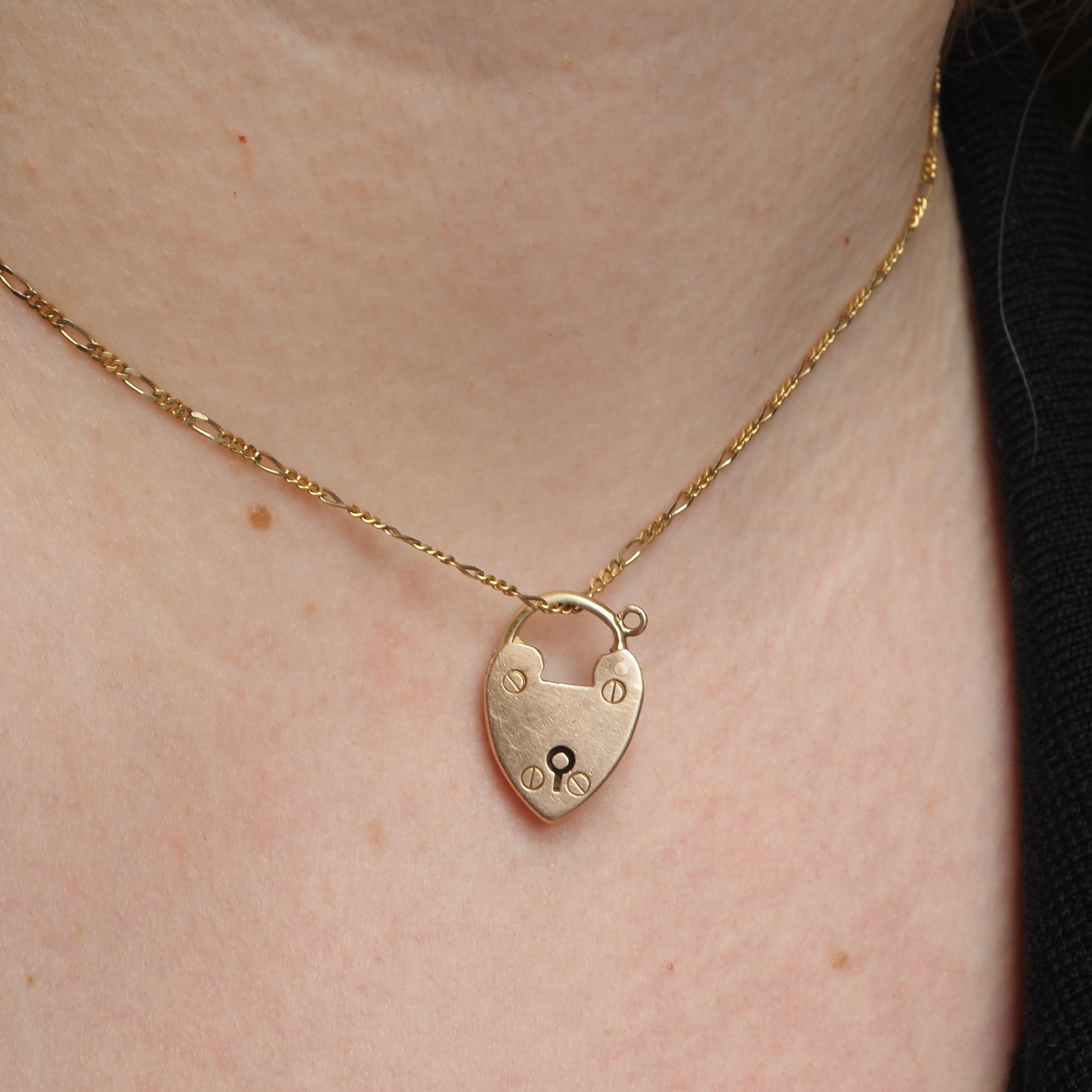 Vintage English 9k Gold Heart Padlock Pendant from London