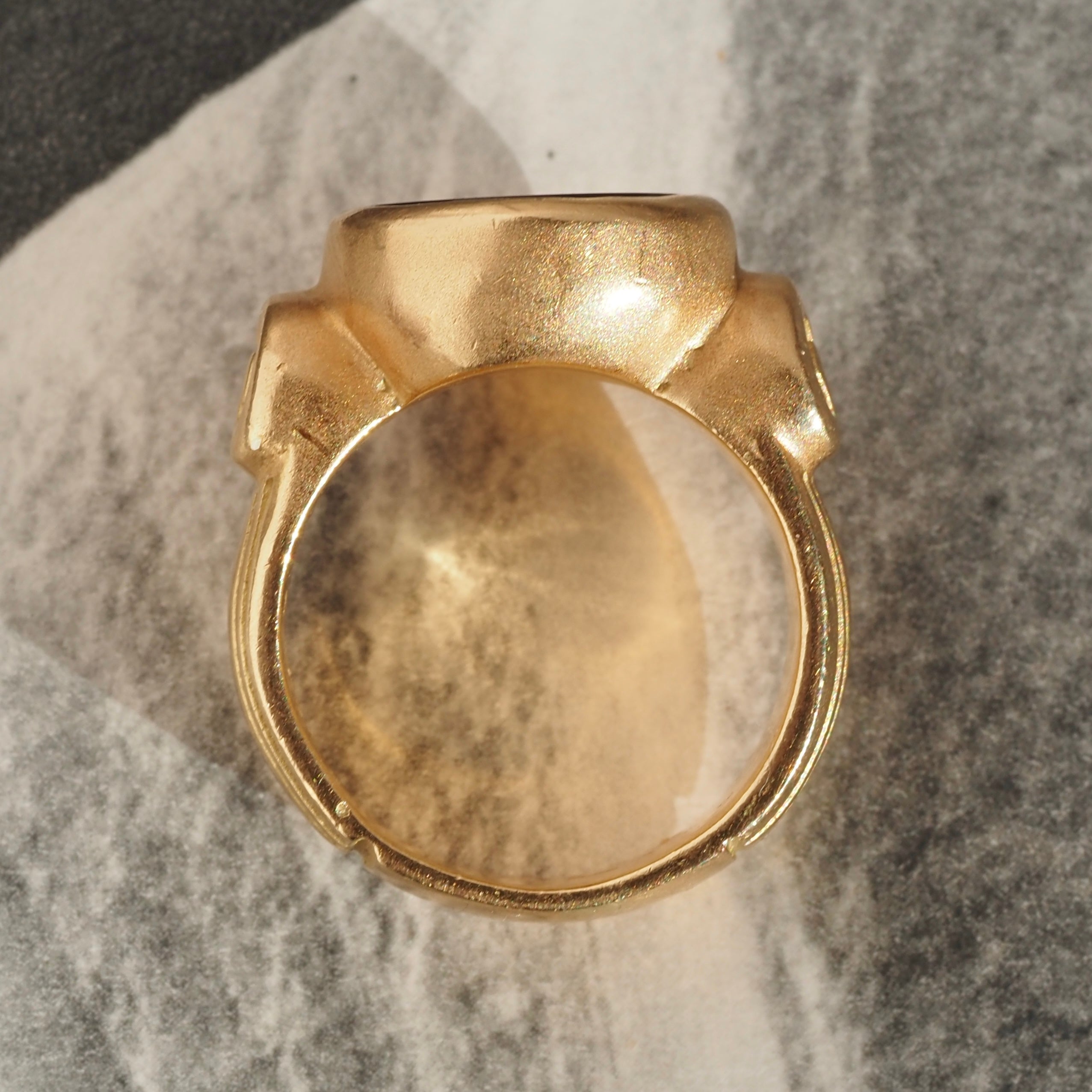 Vintage Classical Style Figurative Intaglio Green Tourmaline 18k Gold Signet Ring