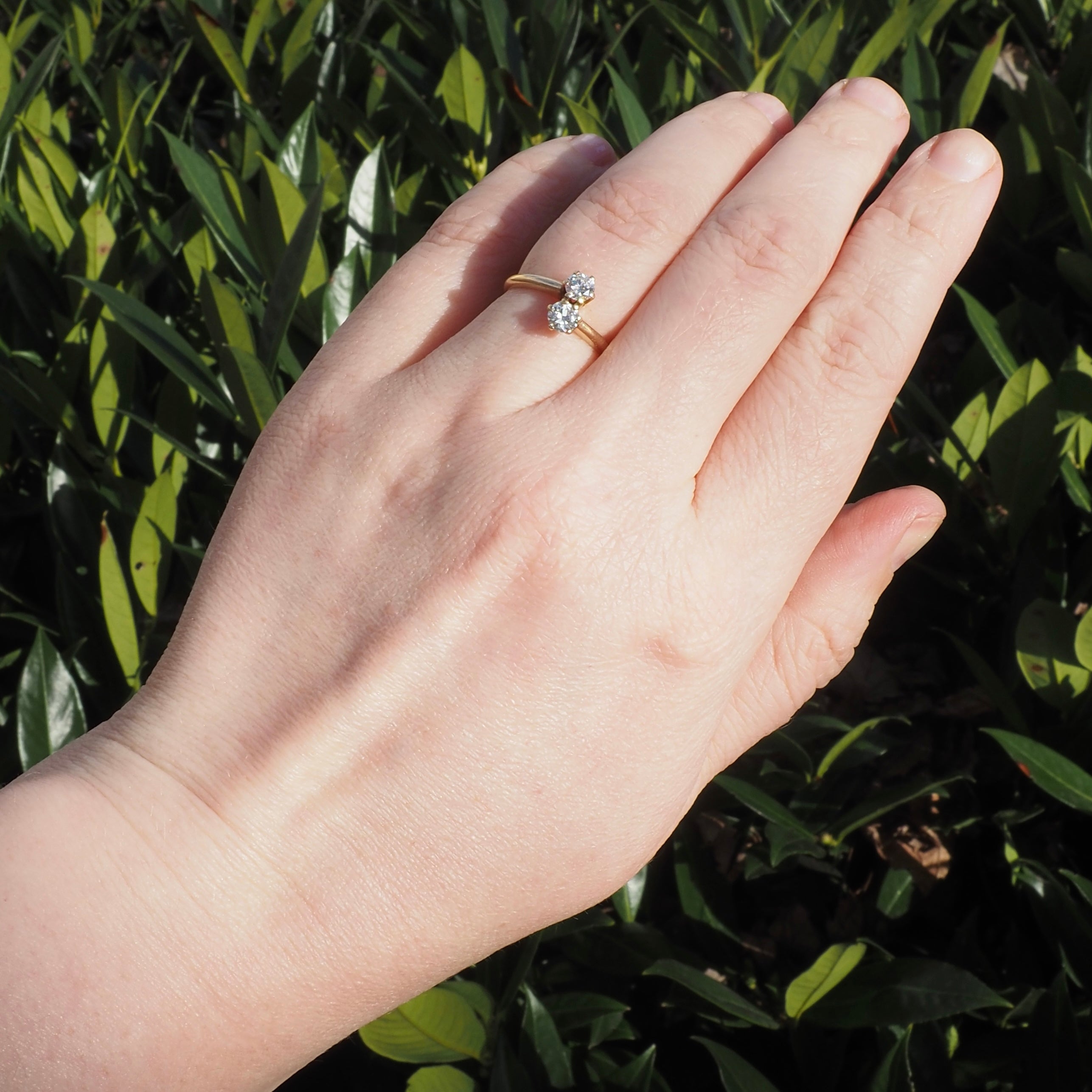 Antique Moi et Toi Old European Cut Diamond 14k Gold Engagement Ring