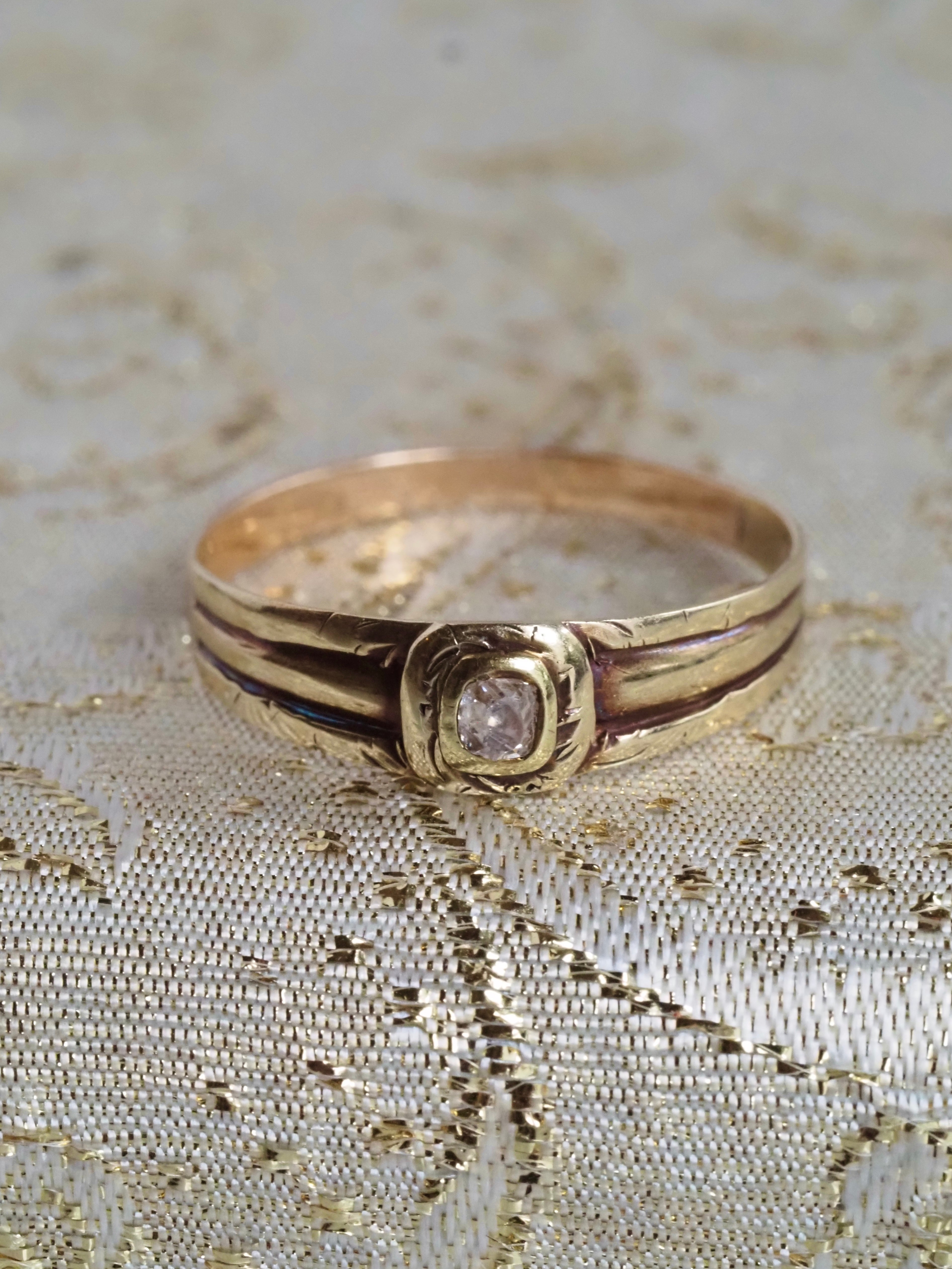 Antique 14k Gold Late 1700s Pink Peruzzi Diamond Ring
