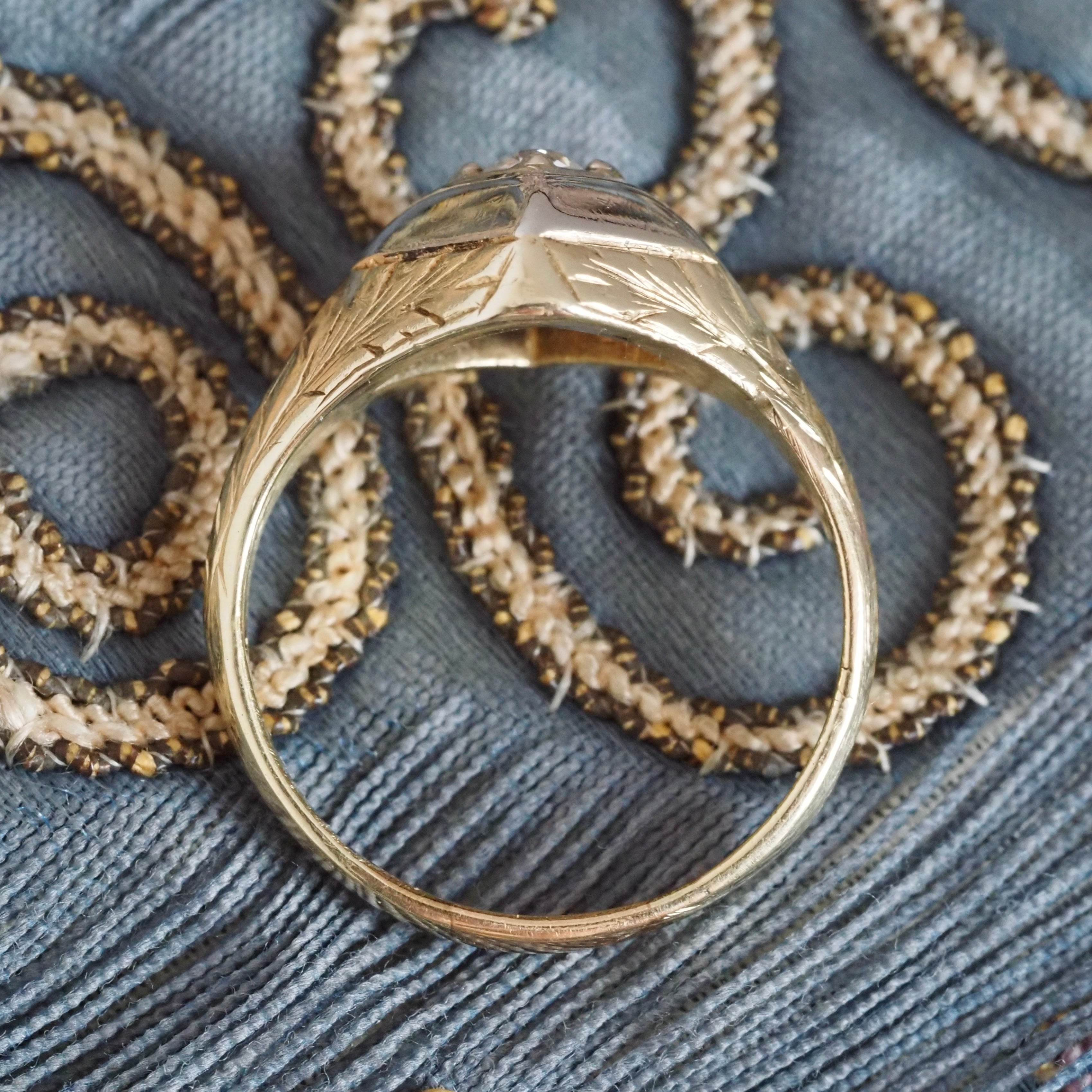 Antique Art Deco 14k Yellow and White Gold Old European Cut Diamond Ring