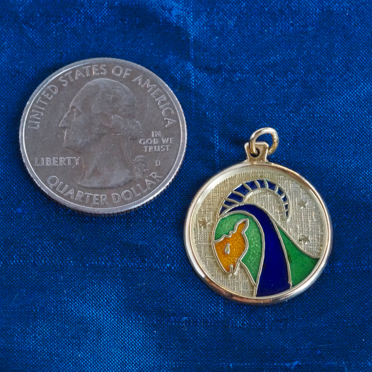 Vintage Greek Aries Enamel 18k Gold Pendant