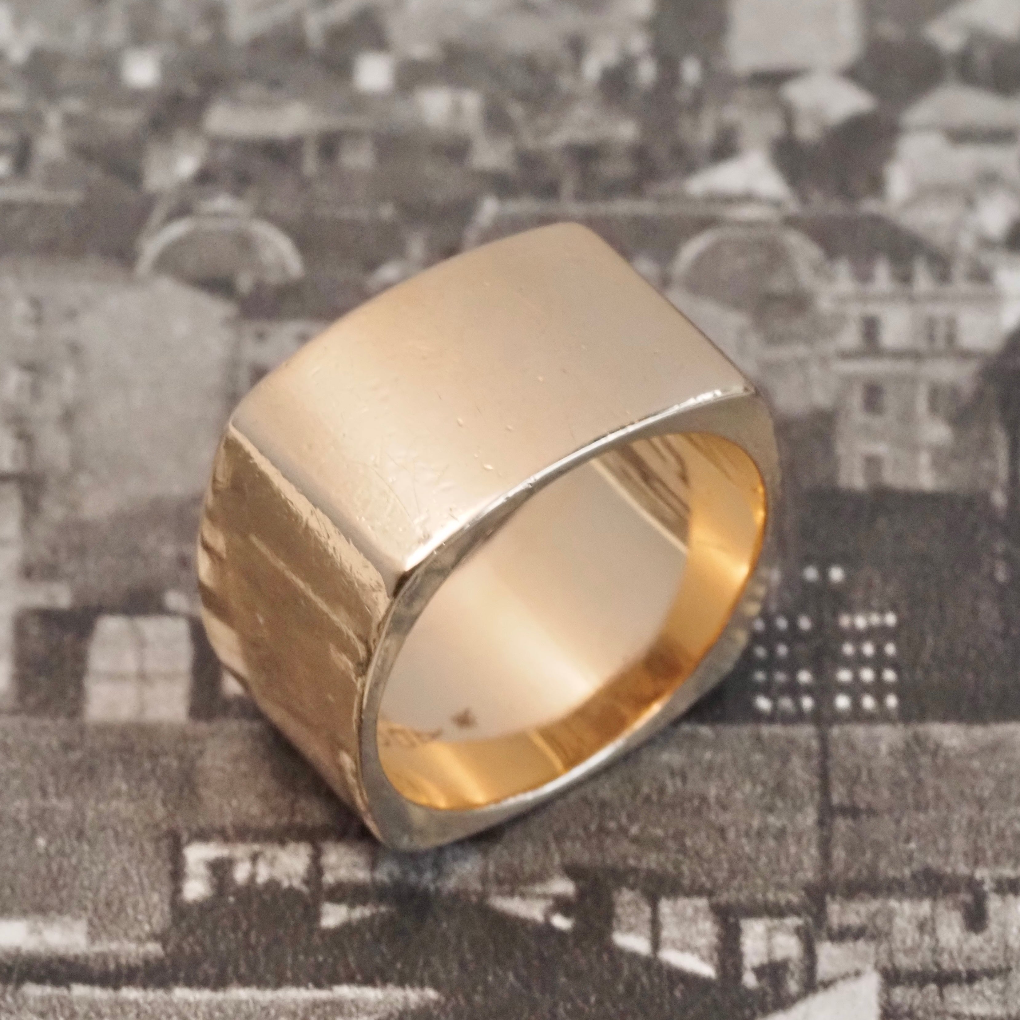 Vintage Squared 14k Gold Band