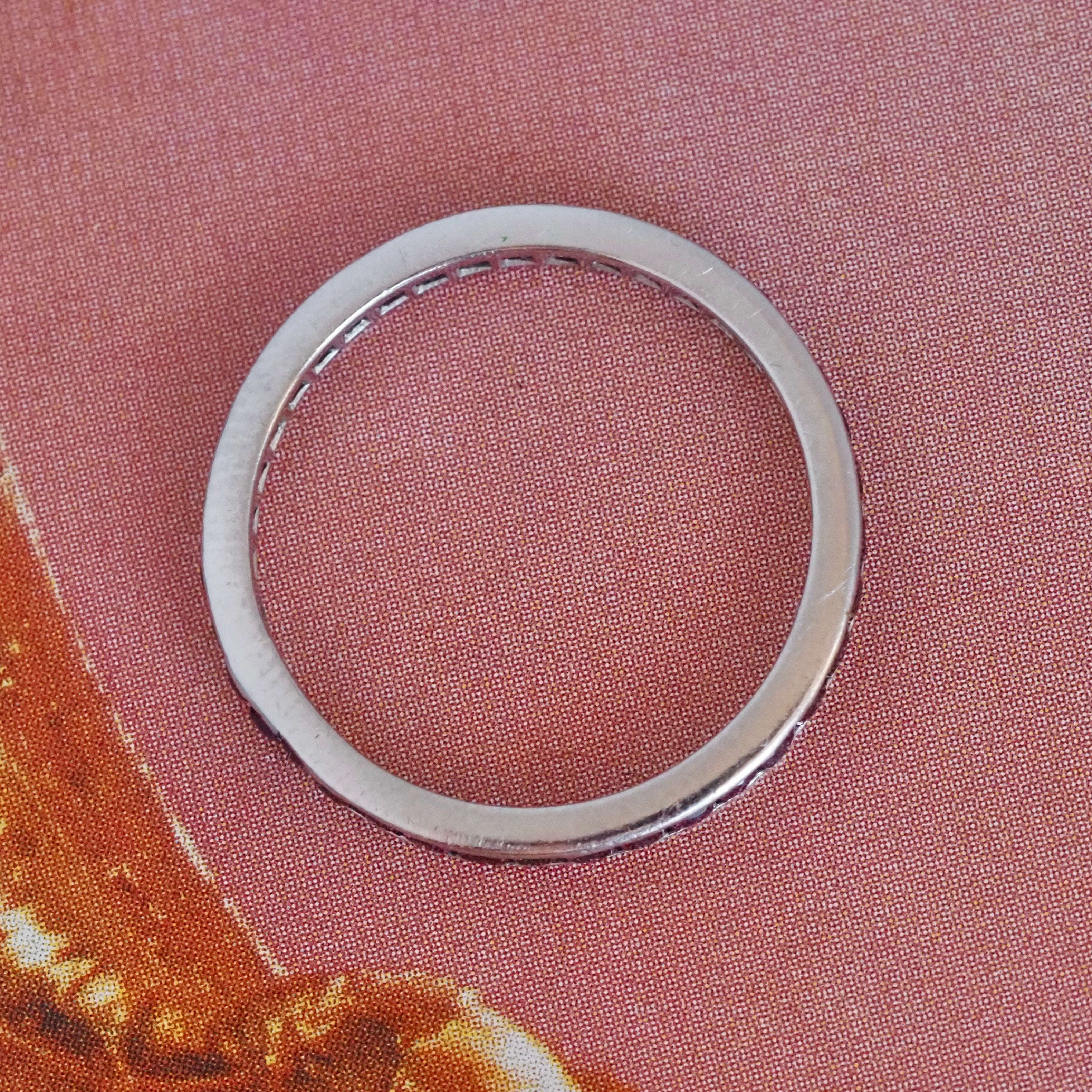 Antique Art Deco Platinum French Cut Ruby Eternity Band