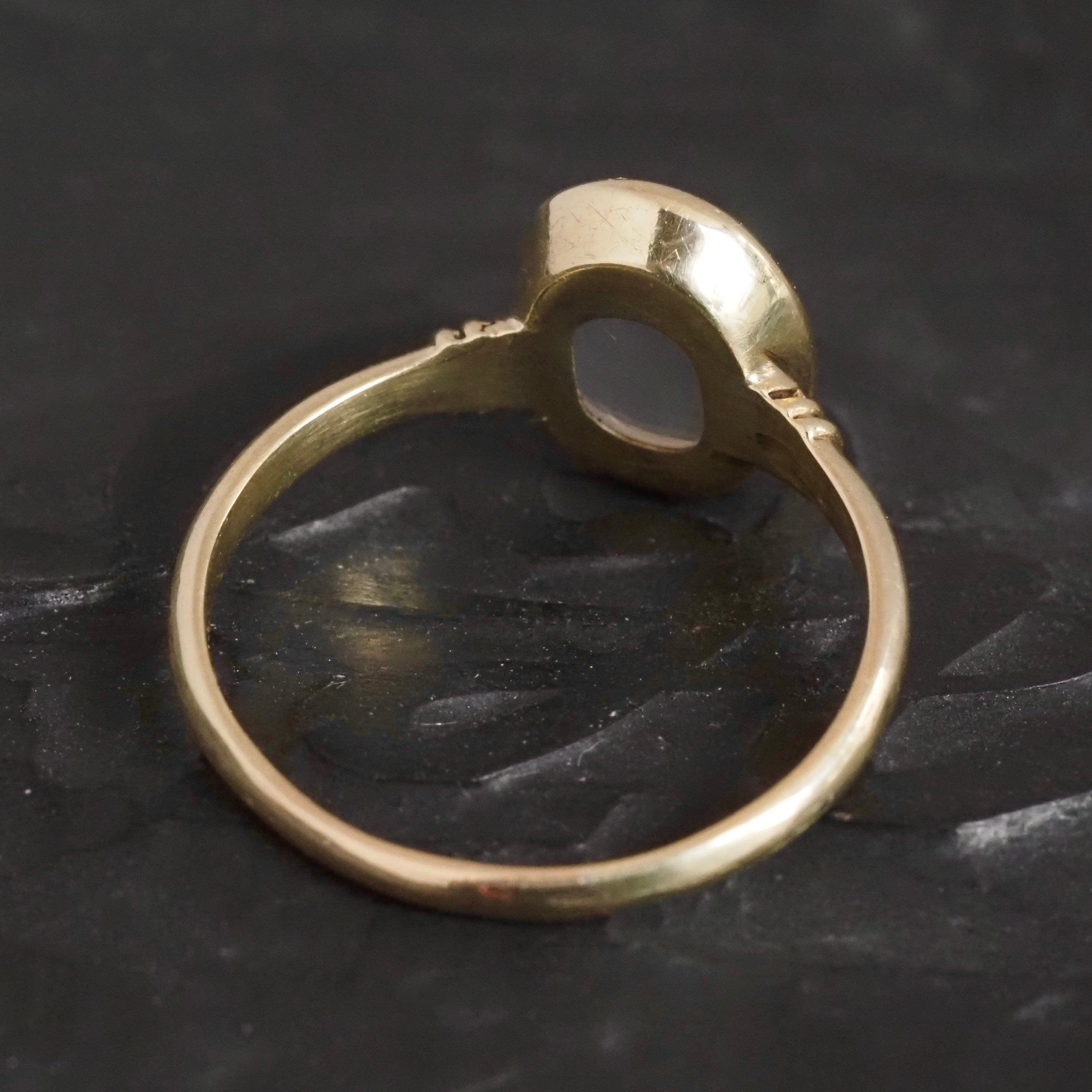 Antique Art Deco 14k Gold Oval Bezel Set Moonstone Ring
