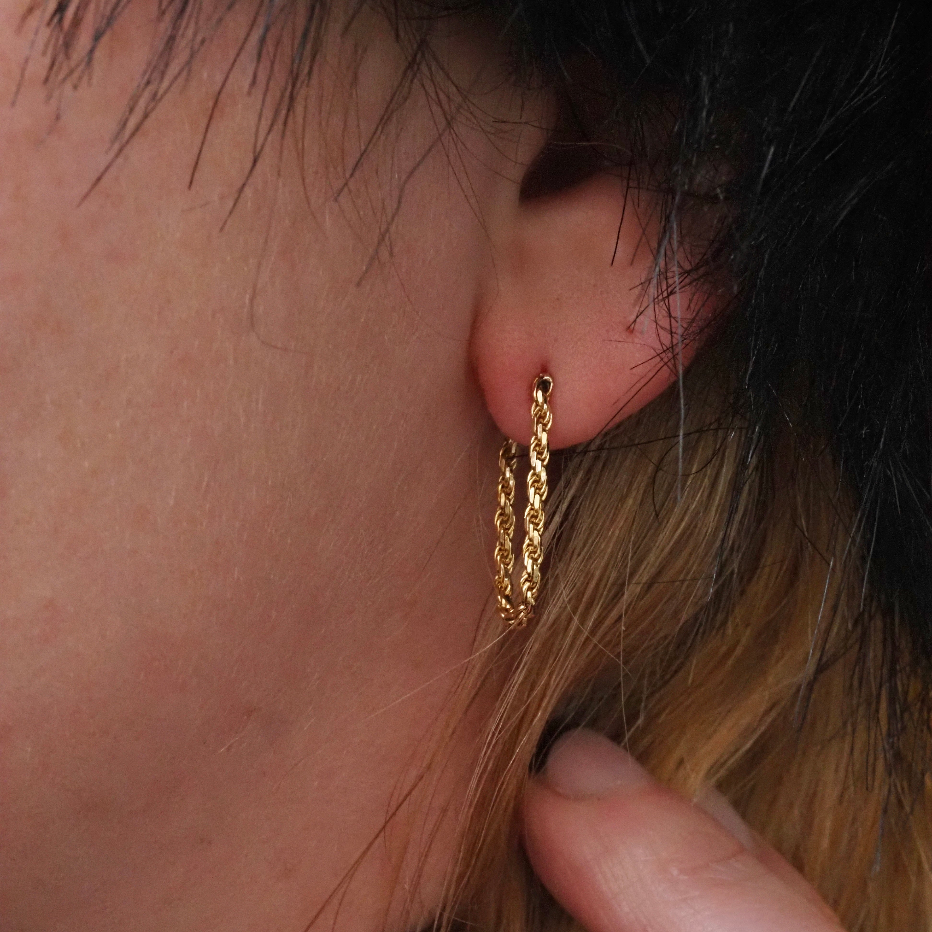 Rope Chain 14k Gold Earrings