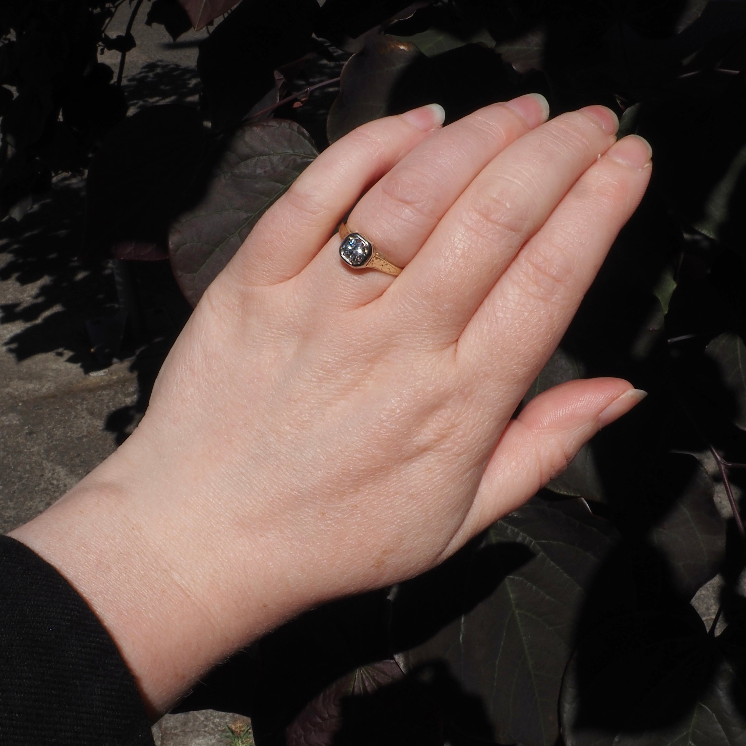 Antique Art Deco Old European Cut Diamond 14k Gold Engagement Ring