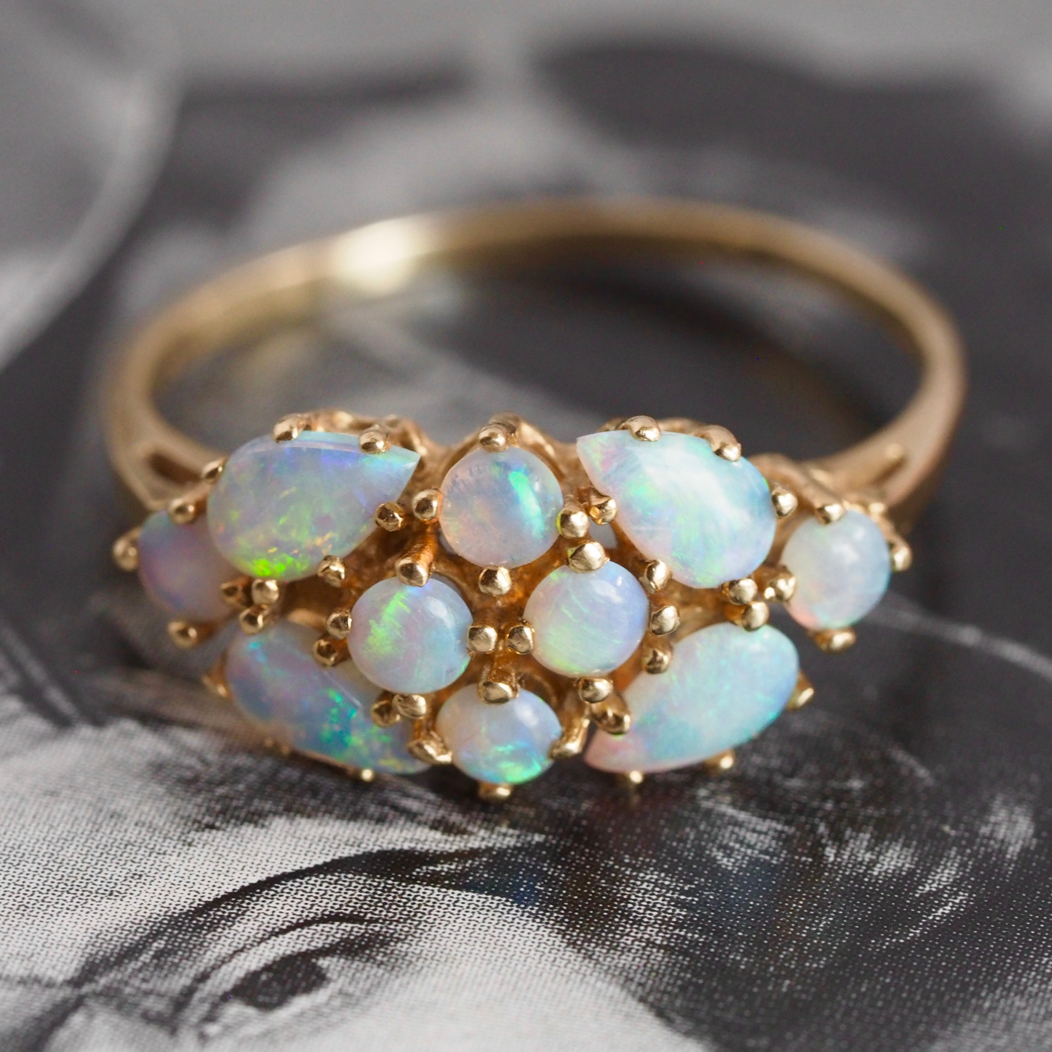Vintage 14k Gold Opal Mosaic Ring