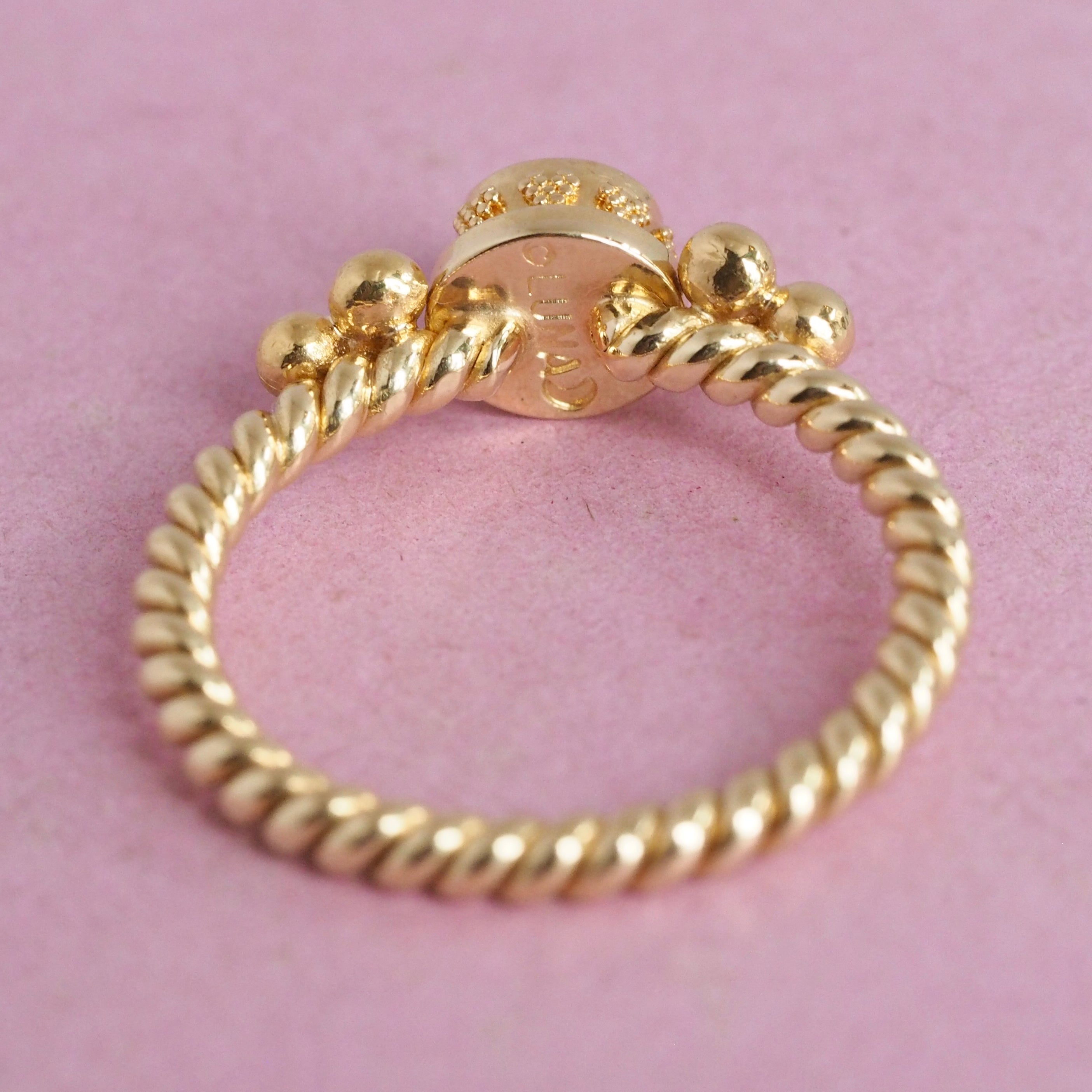 Estate Luna Felix 18k Gold Sapphire Twisted Rope Ring