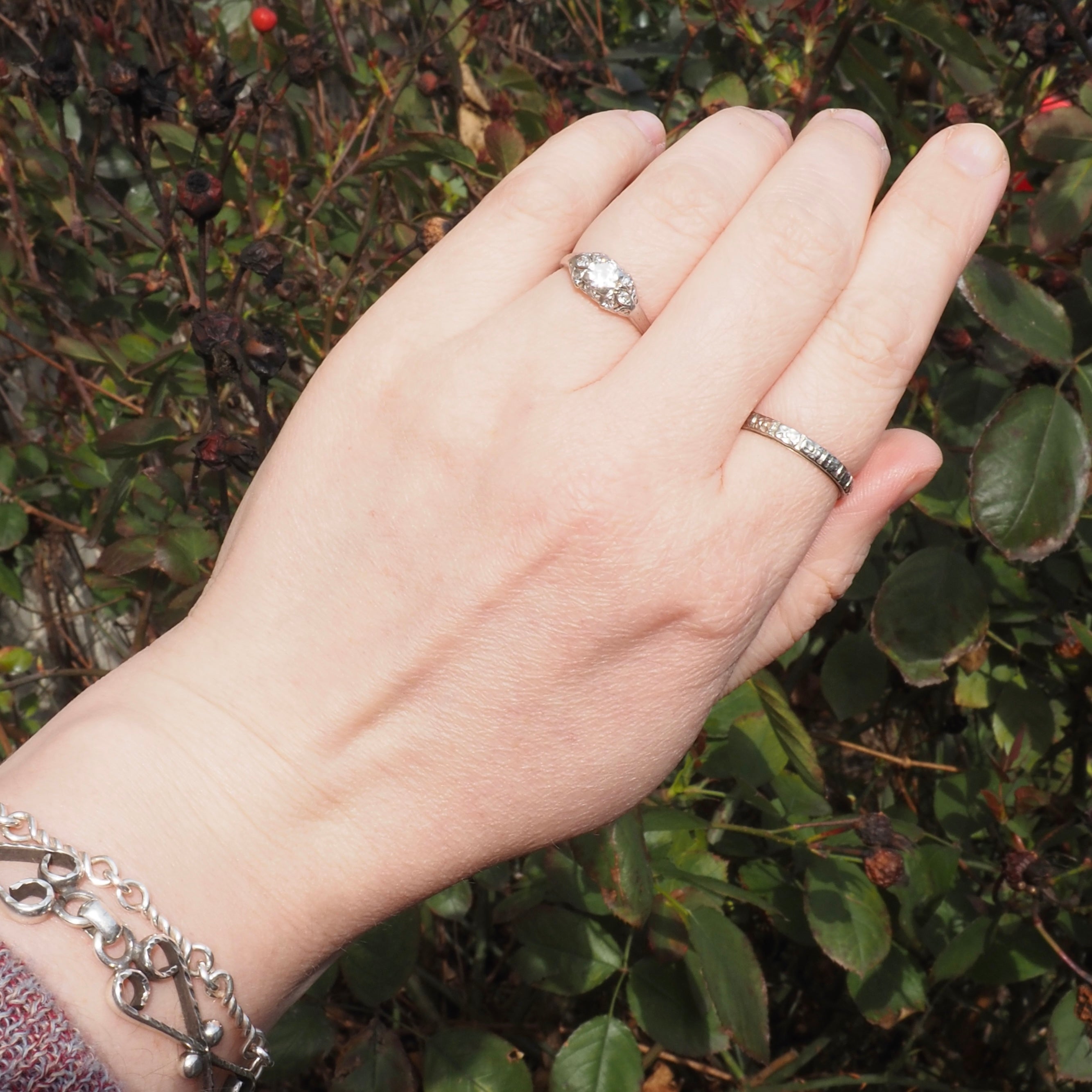 Antique Early Art Deco Platinum Old Mine Cut Diamond Ring