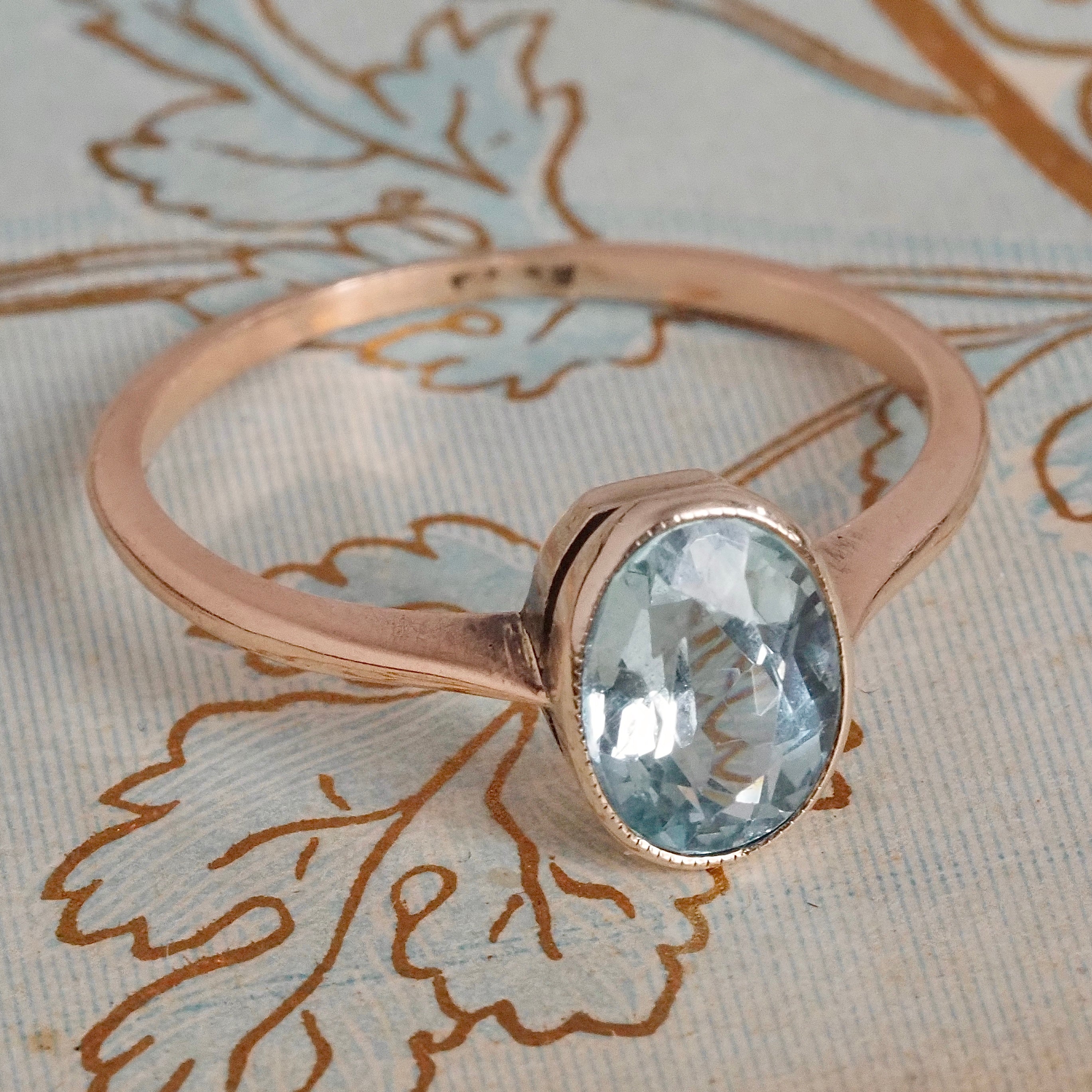 Antique Aquamarine 9k Gold Ring