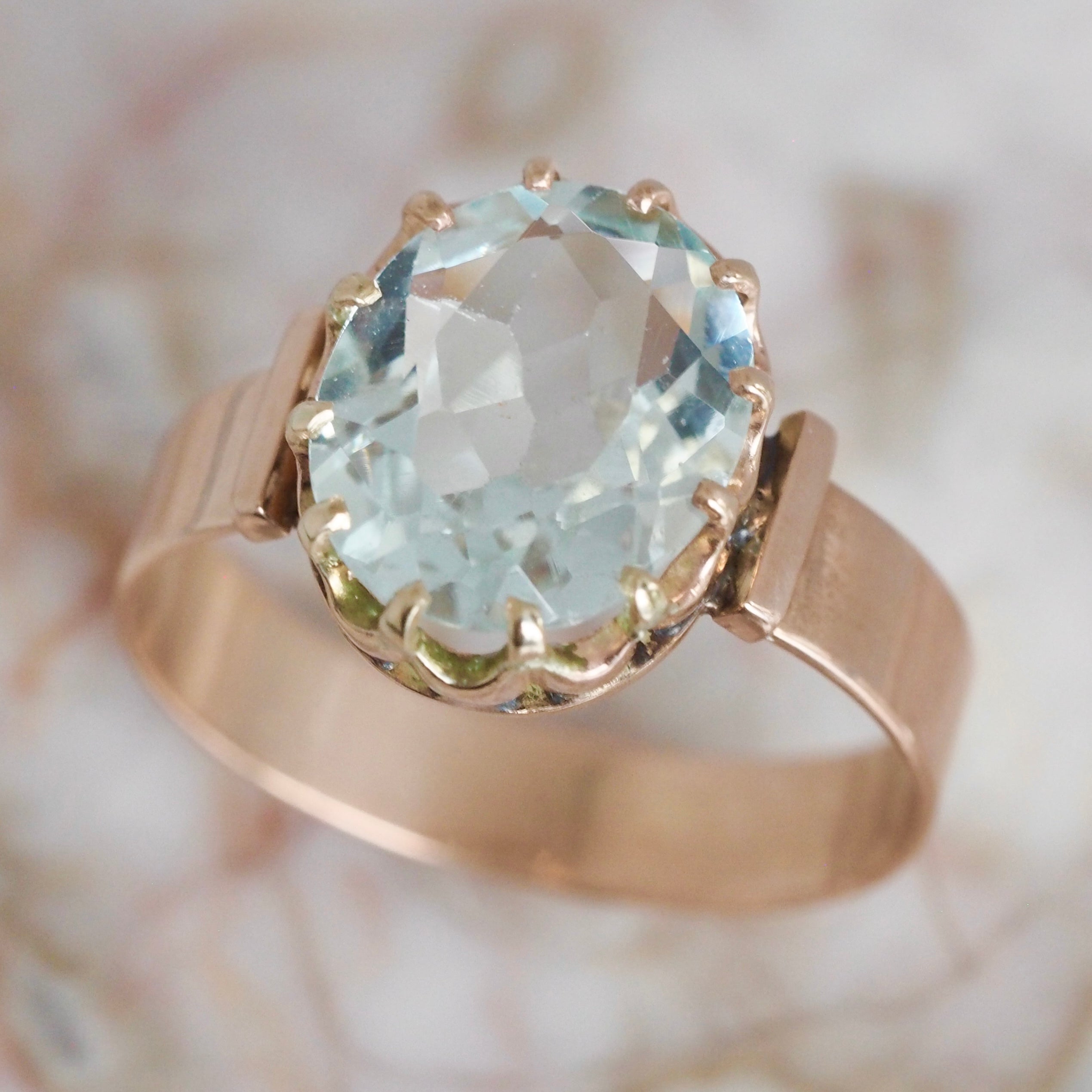 Antique Victorian 14k Gold Aquamarine Ring