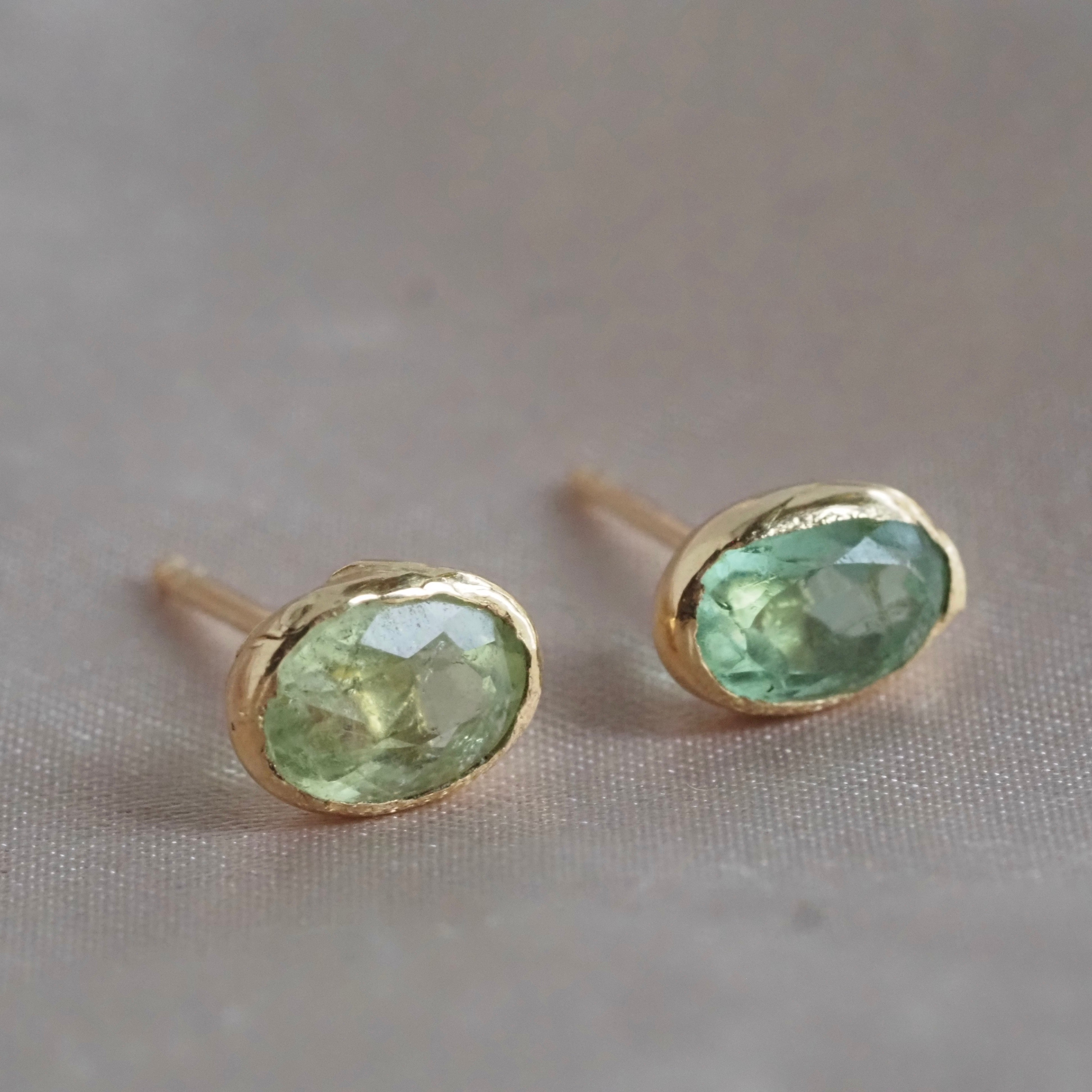 Minty Tourmaline 14k Gold Post Earrings