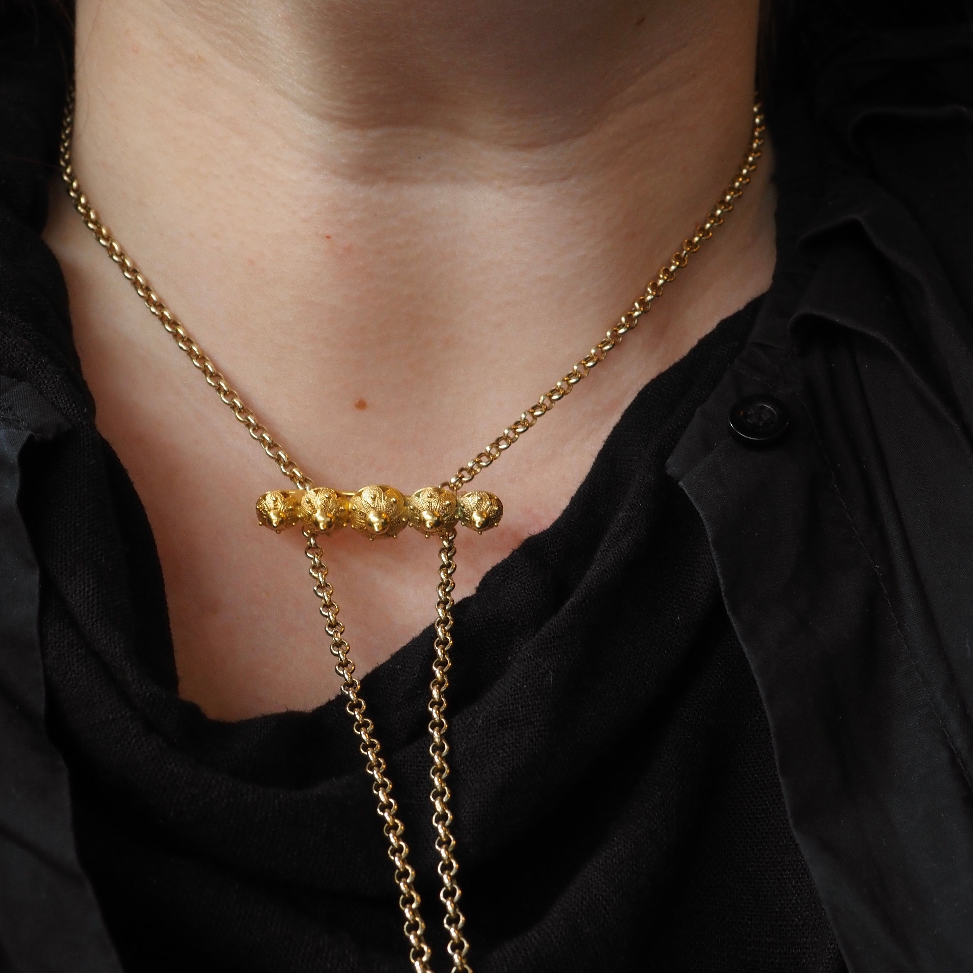 Antique Etruscan Style 18k Gold Filigree Pin