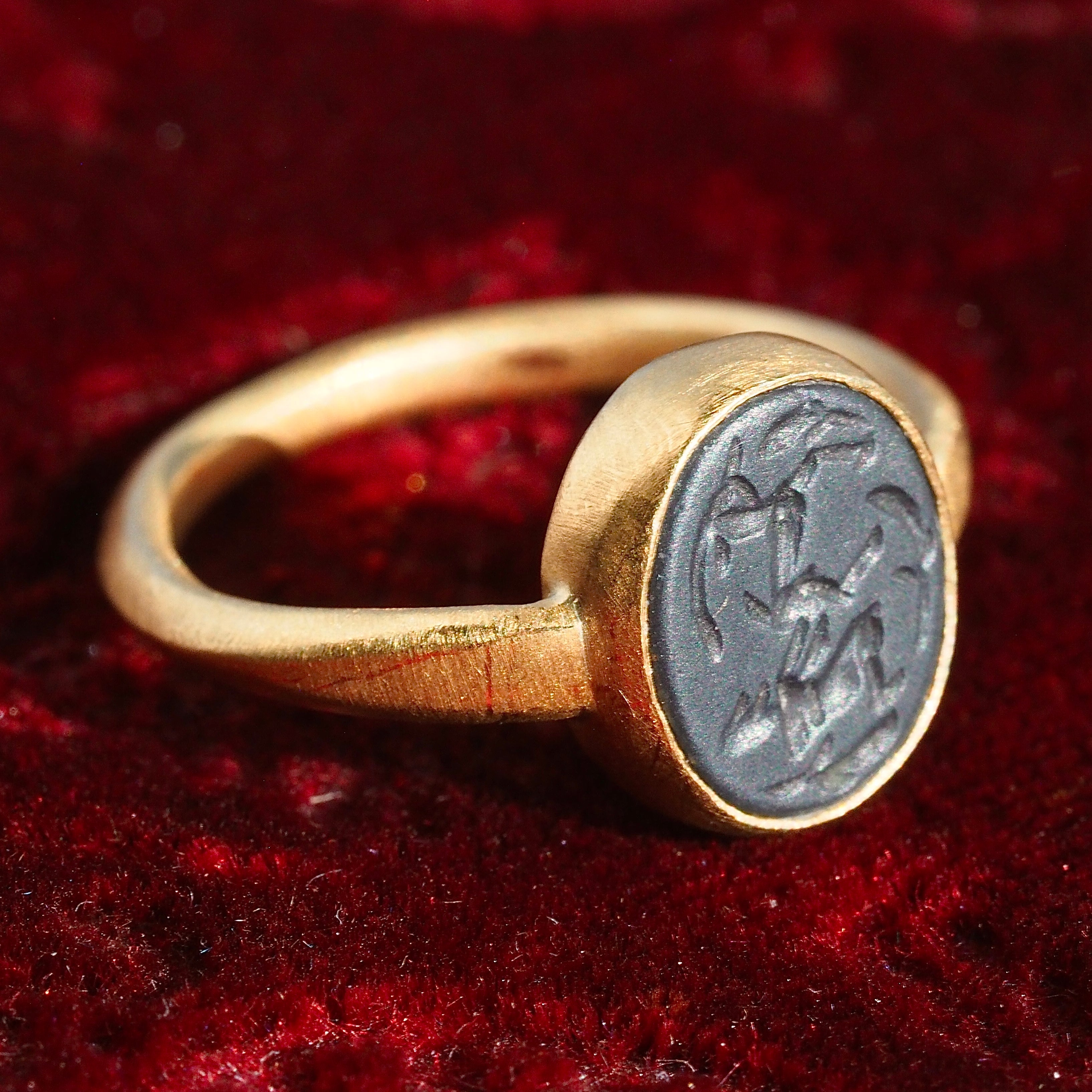 Matte 22k Gold Ceramic Intaglio Ring