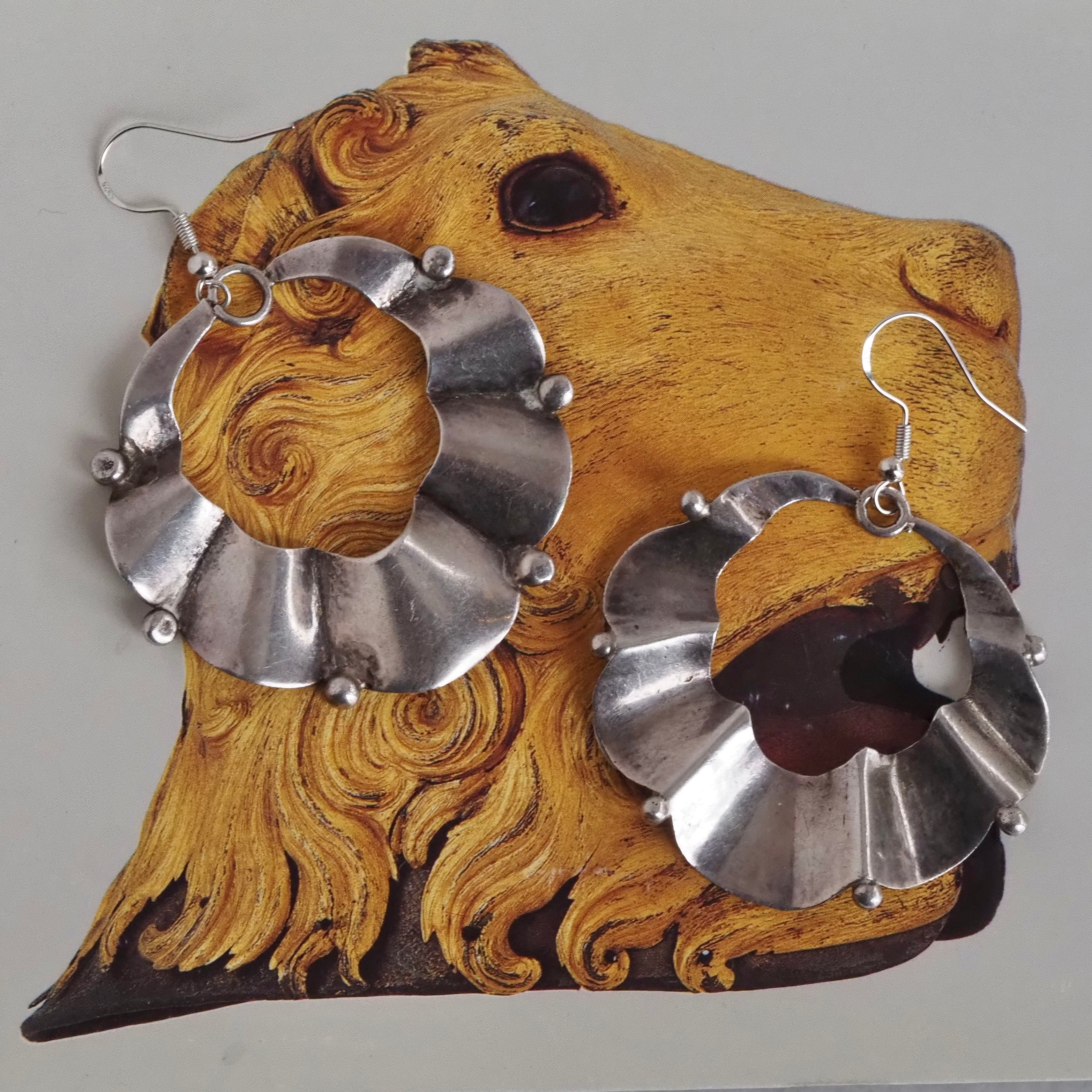 Vintage Sterling Silver Ruffle Earrings