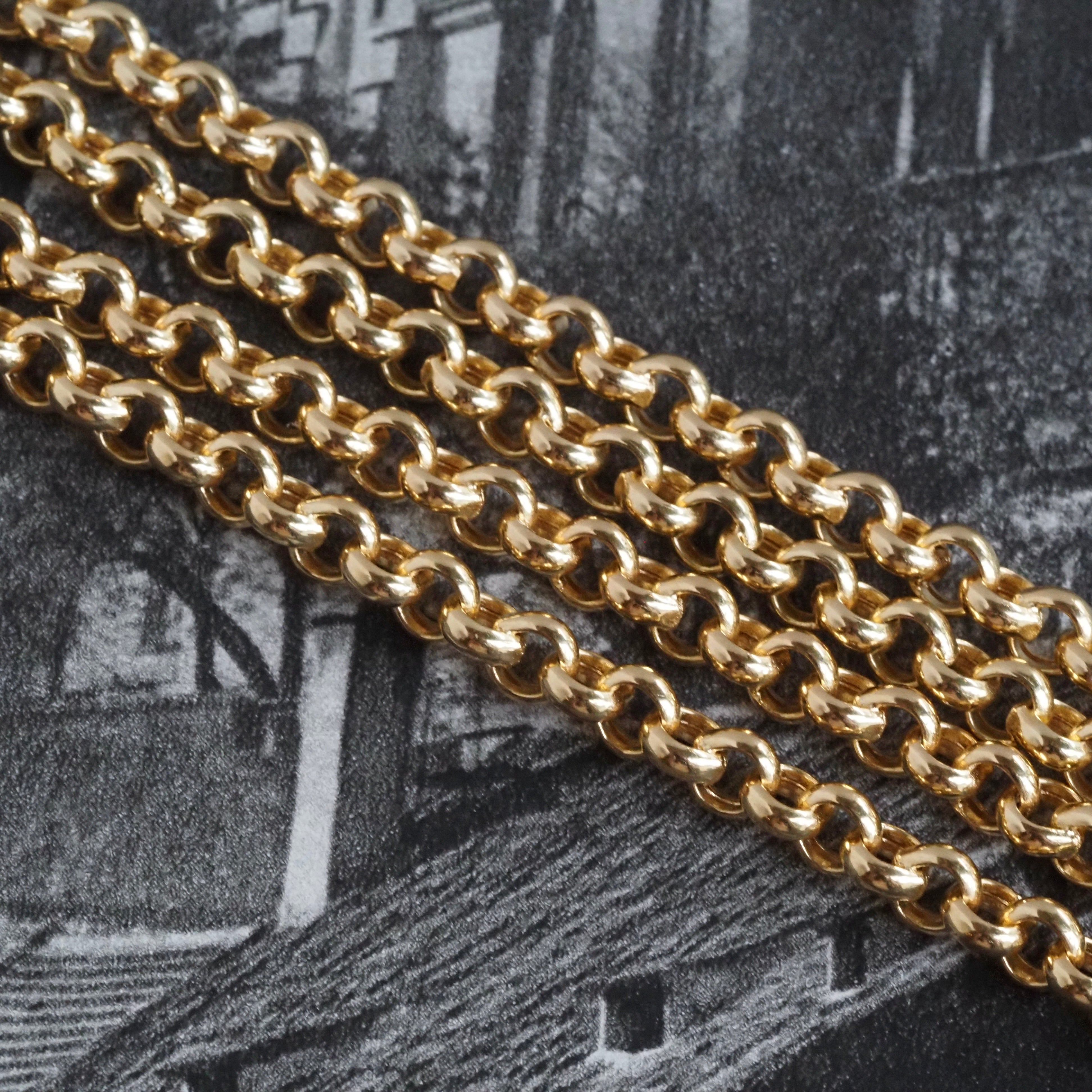Vintage Italian 14k Gold Rolo Charm Holder Chain Necklace
